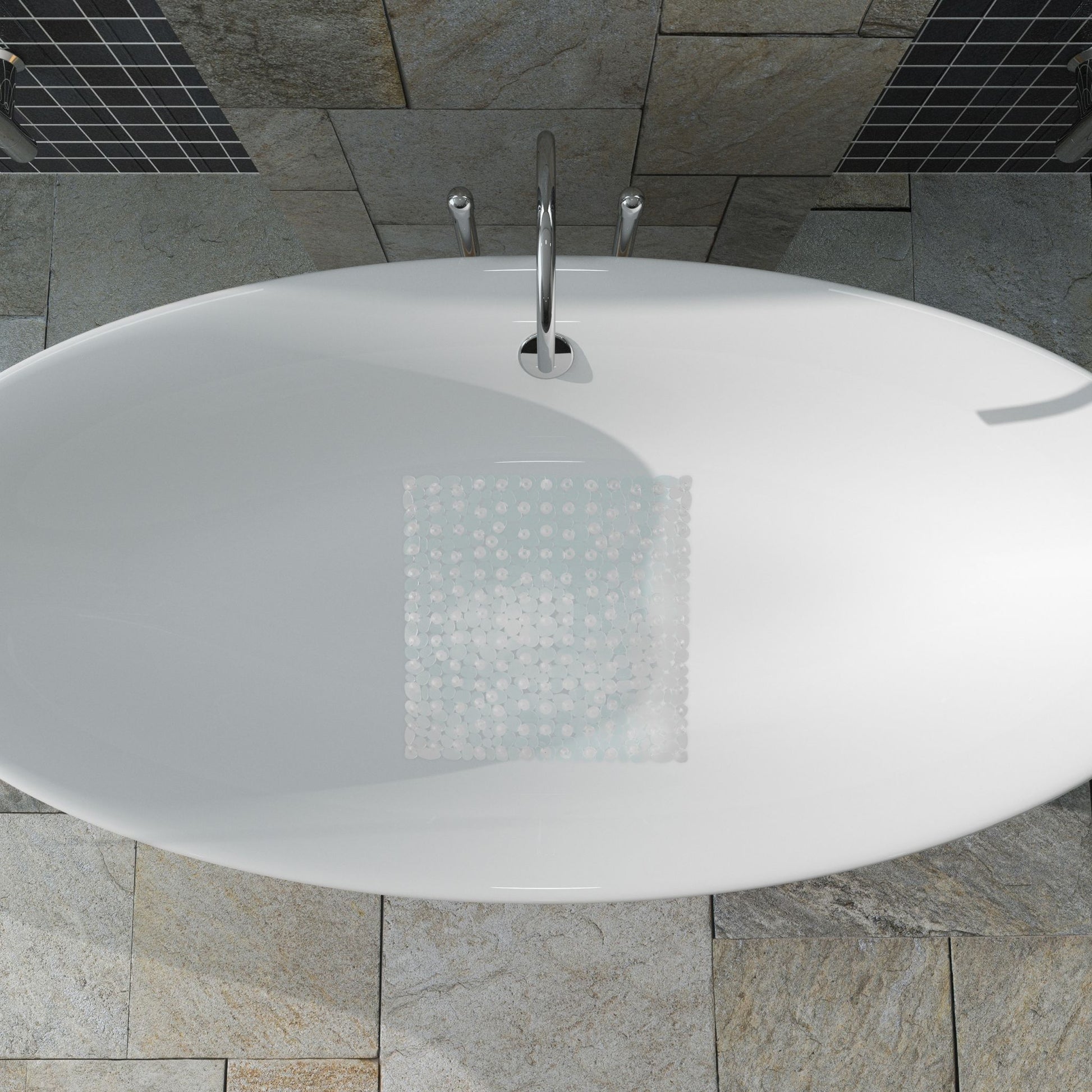 Duschmatte Steinoptik quadratisch Transparent von Relaxdays