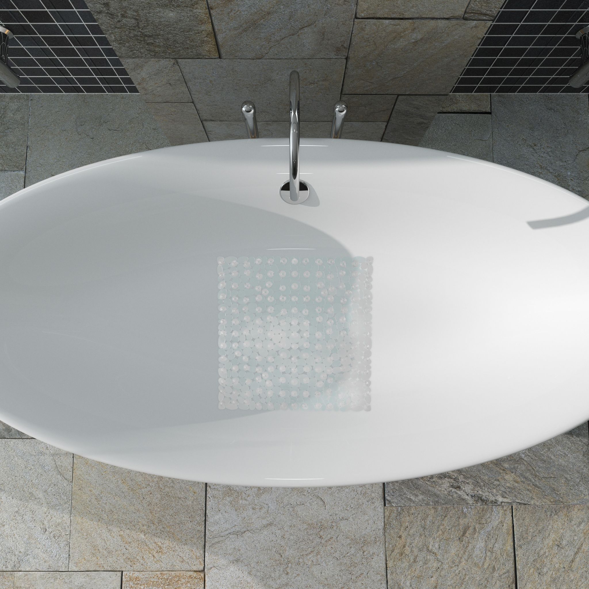 Duschmatte Steinoptik quadratisch Transparent von Relaxdays