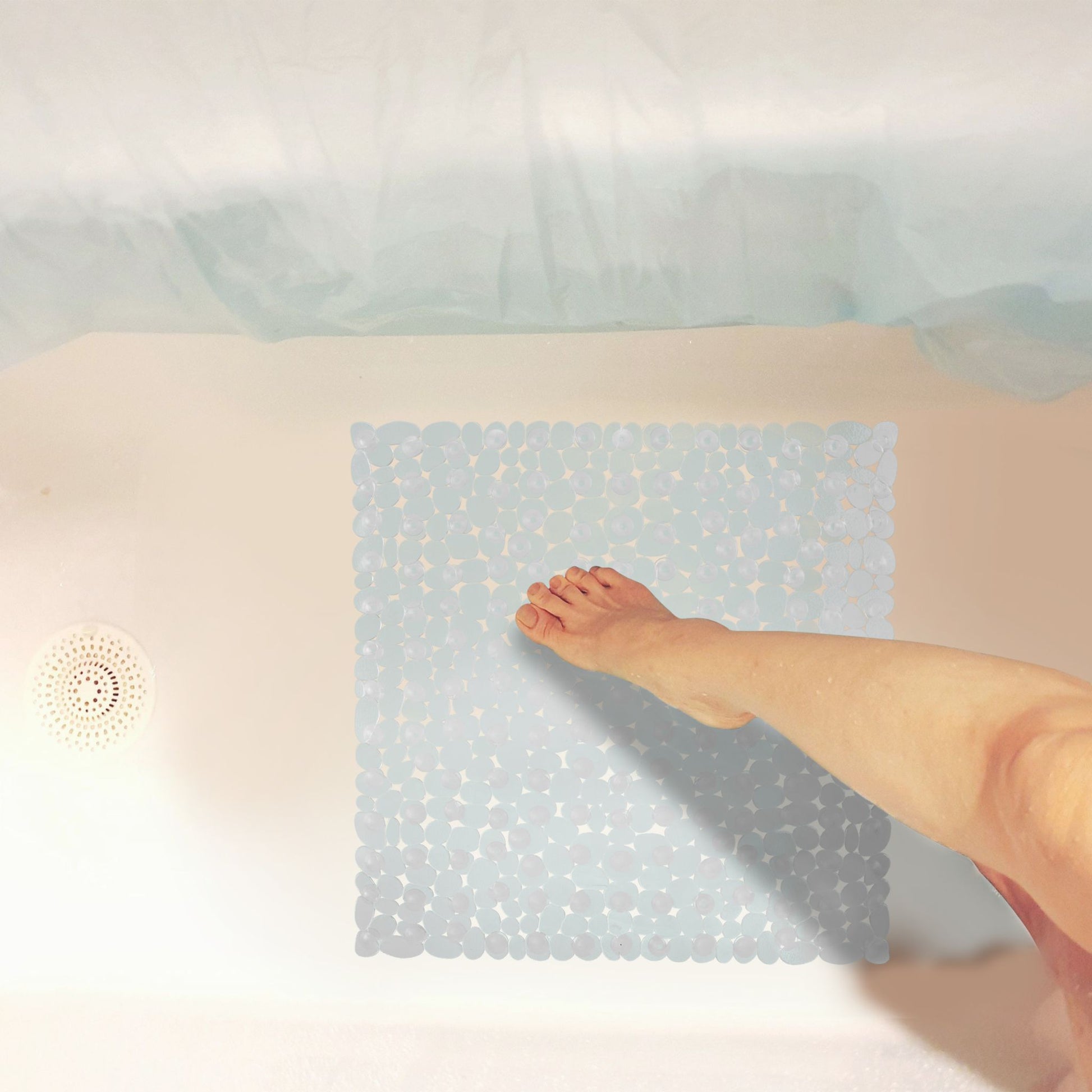 Duschmatte Steinoptik quadratisch Transparent von Relaxdays