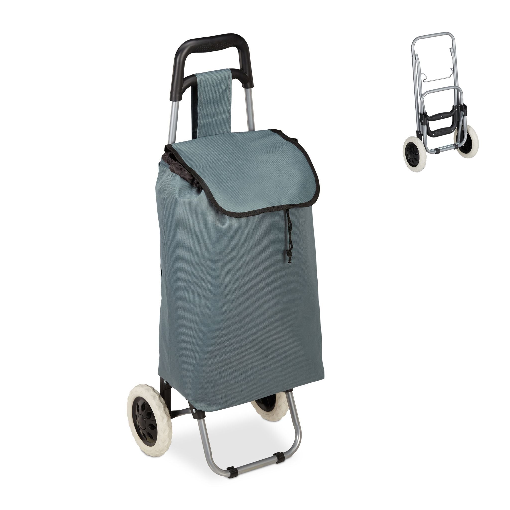 Einkaufstrolley faltbar Schwarz-Silber-Grau von Relaxdays