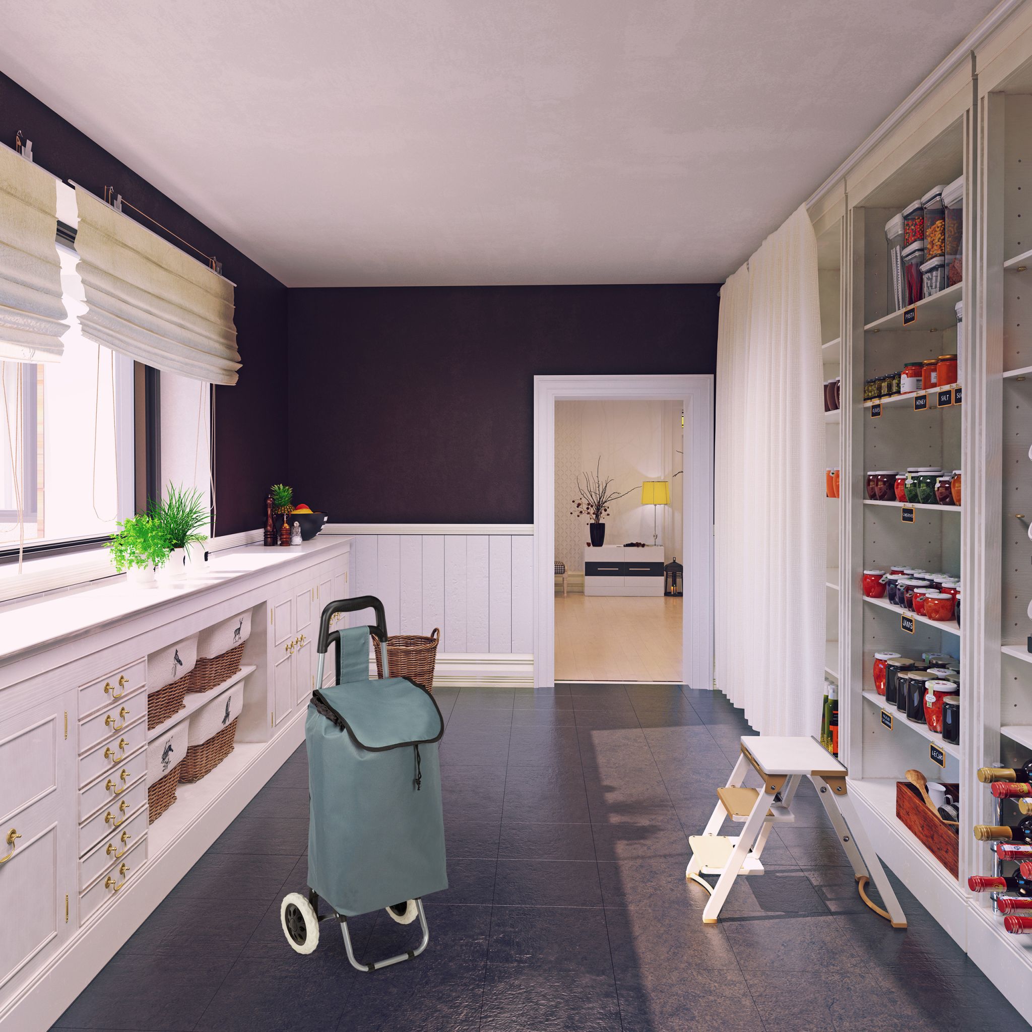 Einkaufstrolley faltbar Schwarz-Silber-Grau von Relaxdays