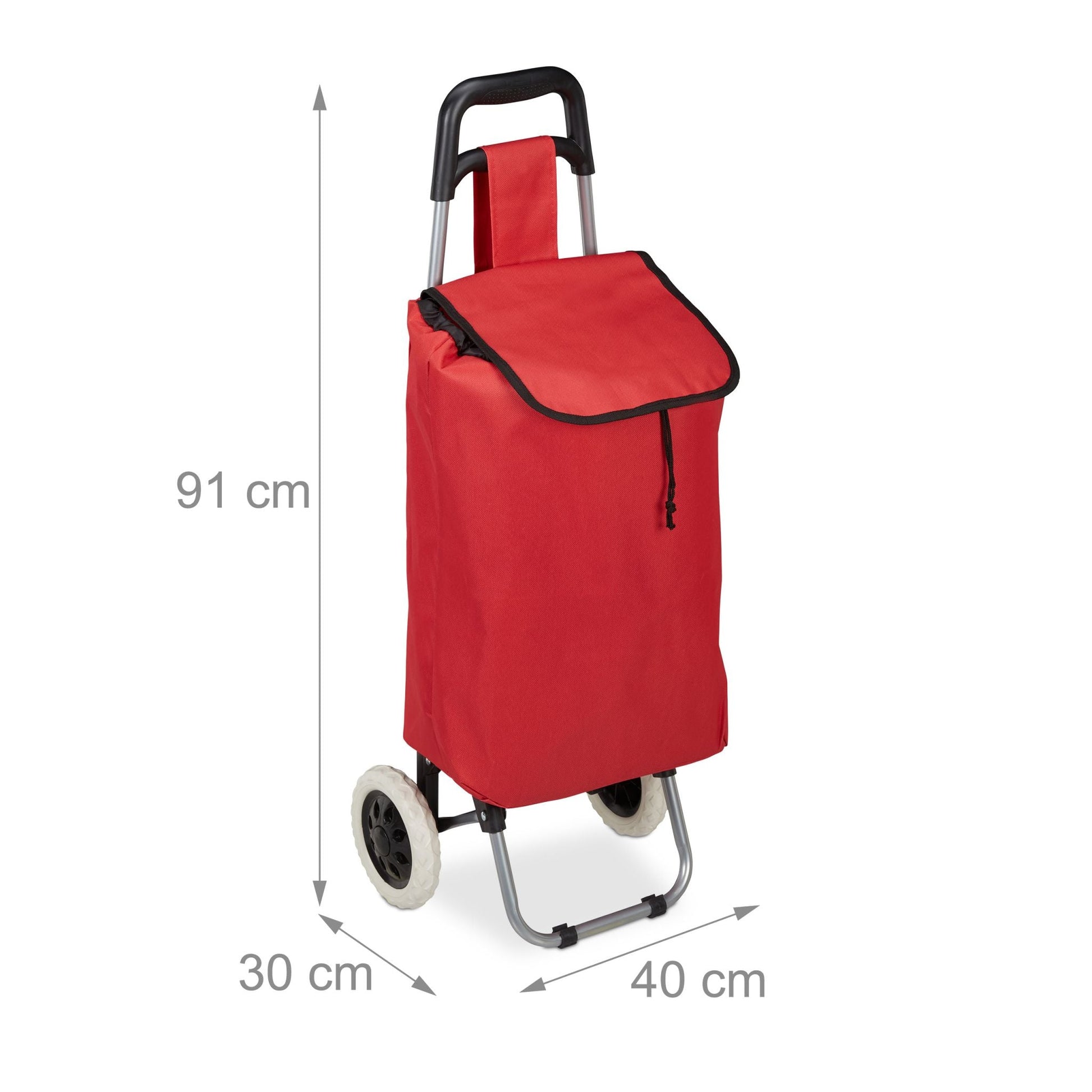Einkaufstrolley faltbar Rot-Schwarz-Silber von Relaxdays