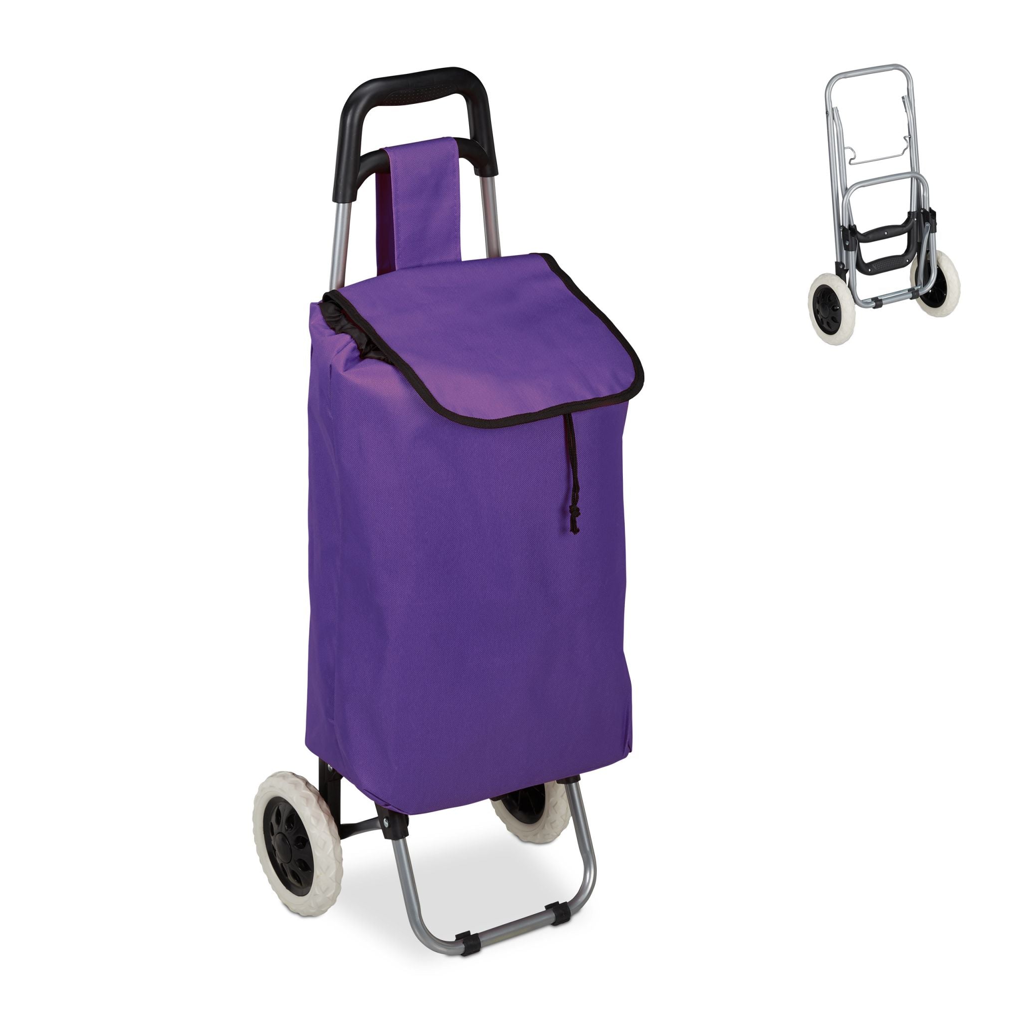 Einkaufstrolley faltbar Lila-Schwarz-Silber von Relaxdays