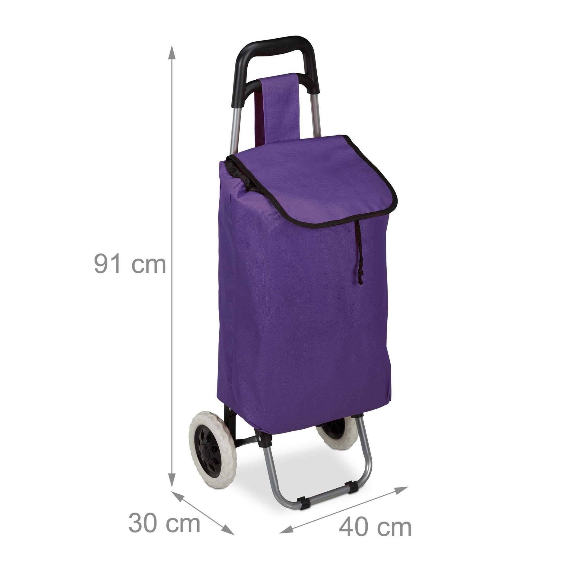 Einkaufstrolley faltbar Lila-Schwarz-Silber von Relaxdays