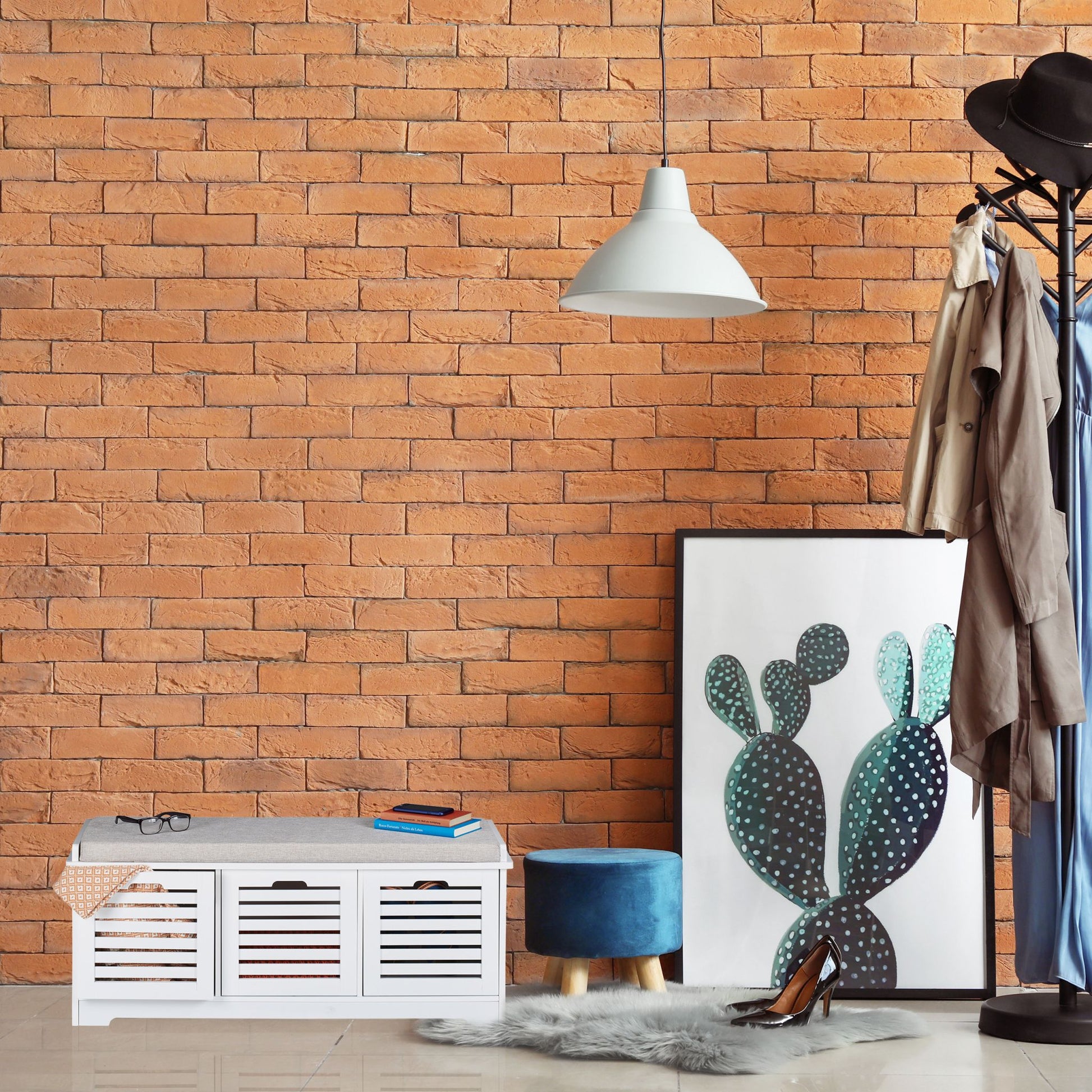 Sitzbank mit Stauraum weiss Weiss-Grau von Relaxdays