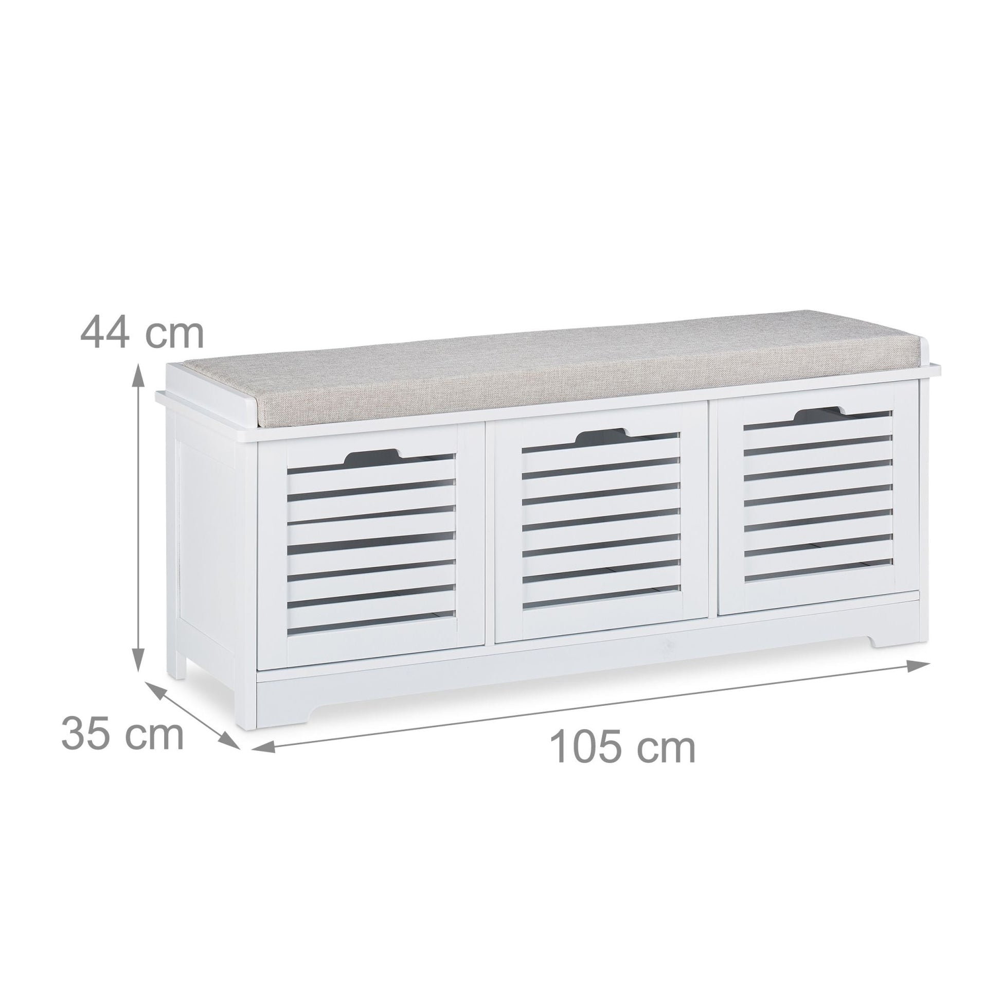 Sitzbank mit Stauraum weiss Weiss-Grau von Relaxdays