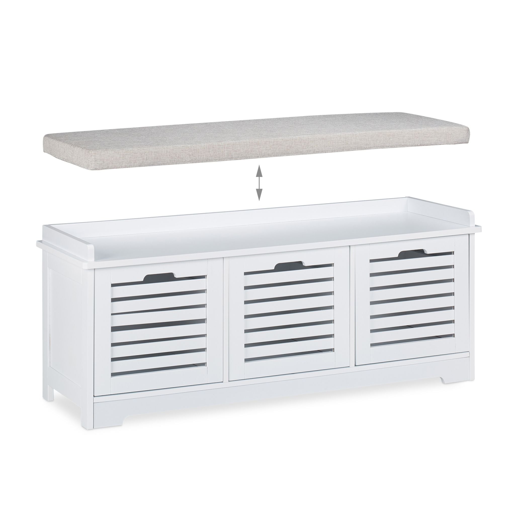 Sitzbank mit Stauraum weiss Weiss-Grau von Relaxdays