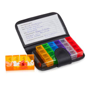 Tablettenbox 7 Tage mit Etui Blau-Rot-Schwarz