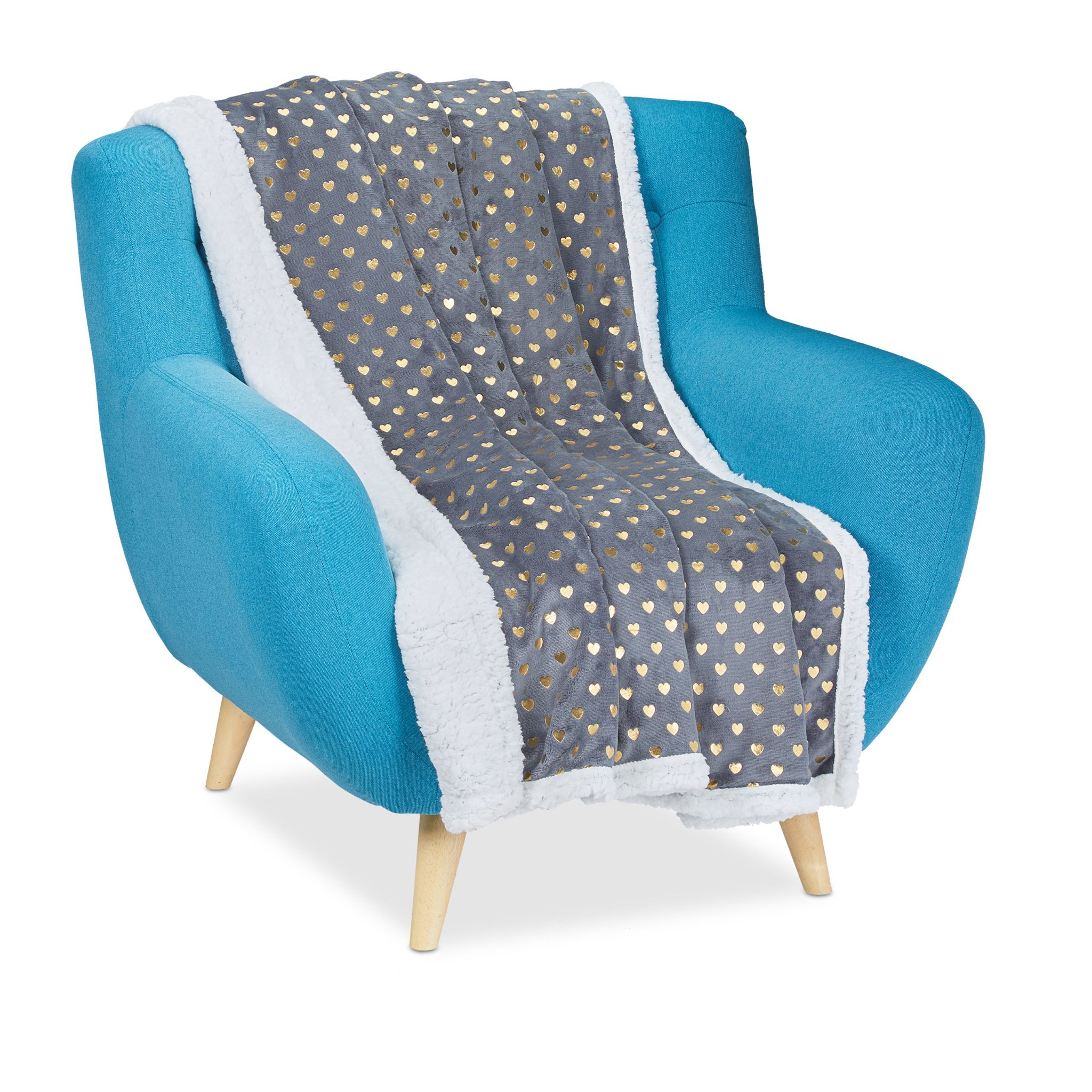 Kuscheldecke Grau 150x200cm Weiss-Gold-Grau von Relaxdays