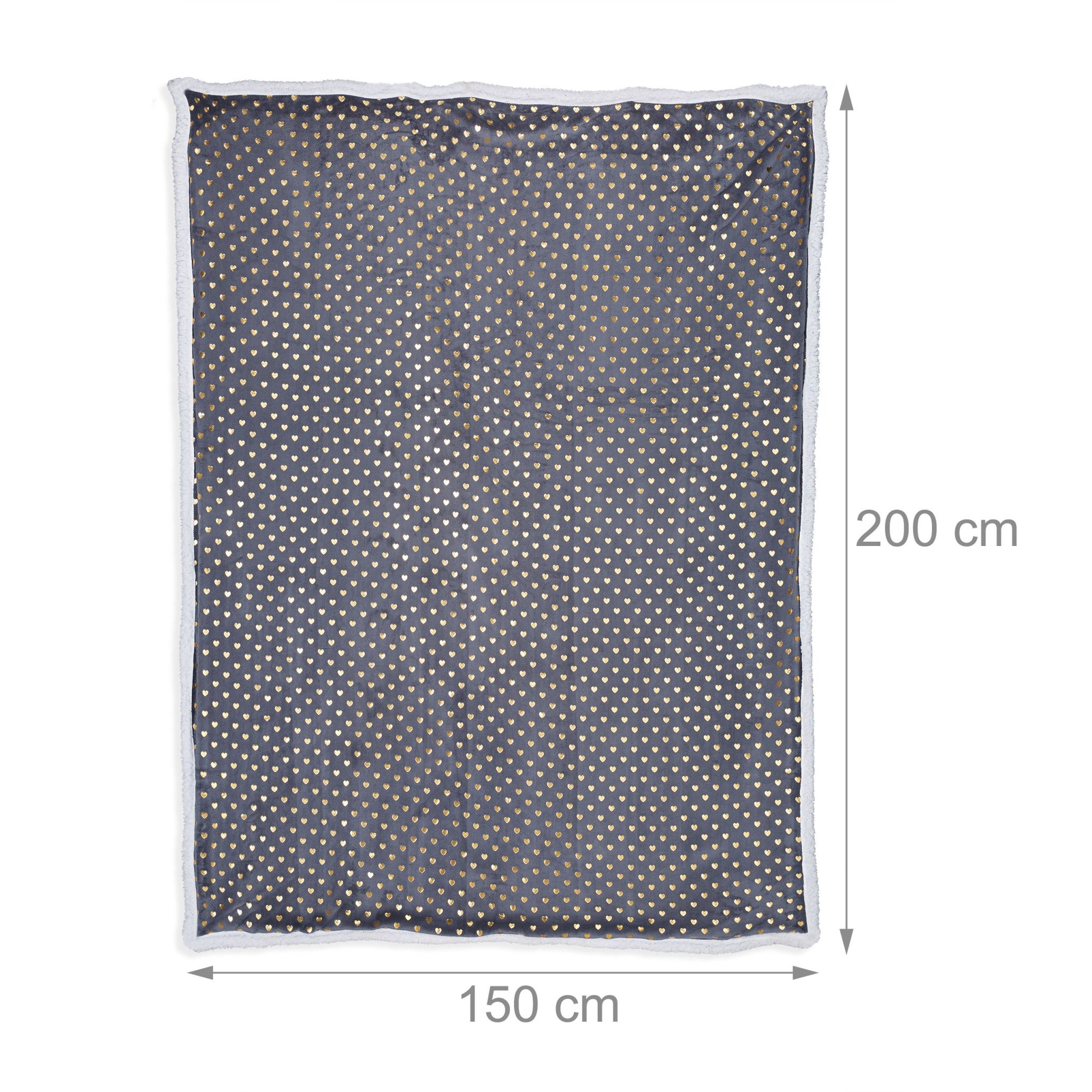 Kuscheldecke Grau 150x200cm Weiss-Gold-Grau von Relaxdays