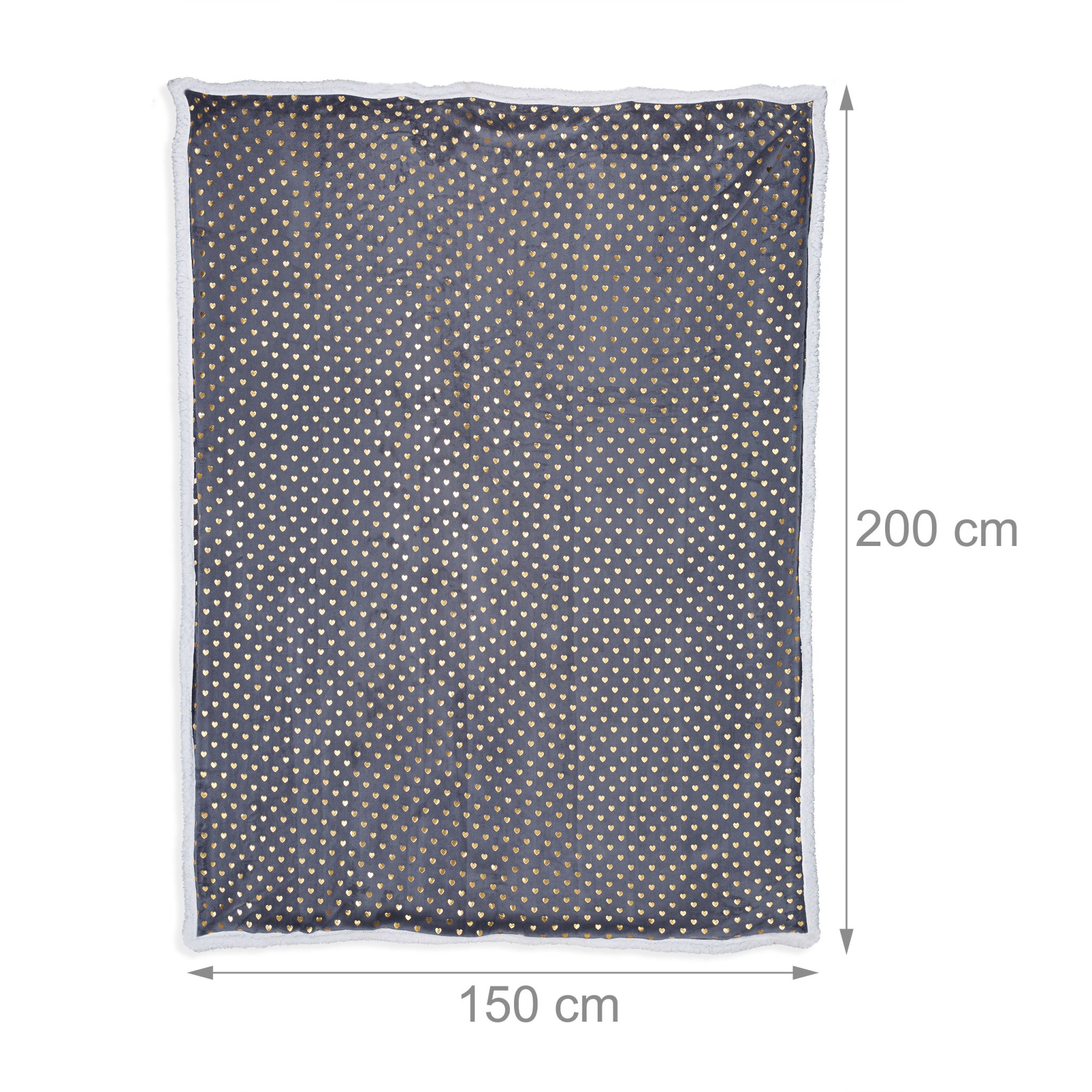 Kuscheldecke Grau 150x200cm Weiss-Gold-Grau von Relaxdays