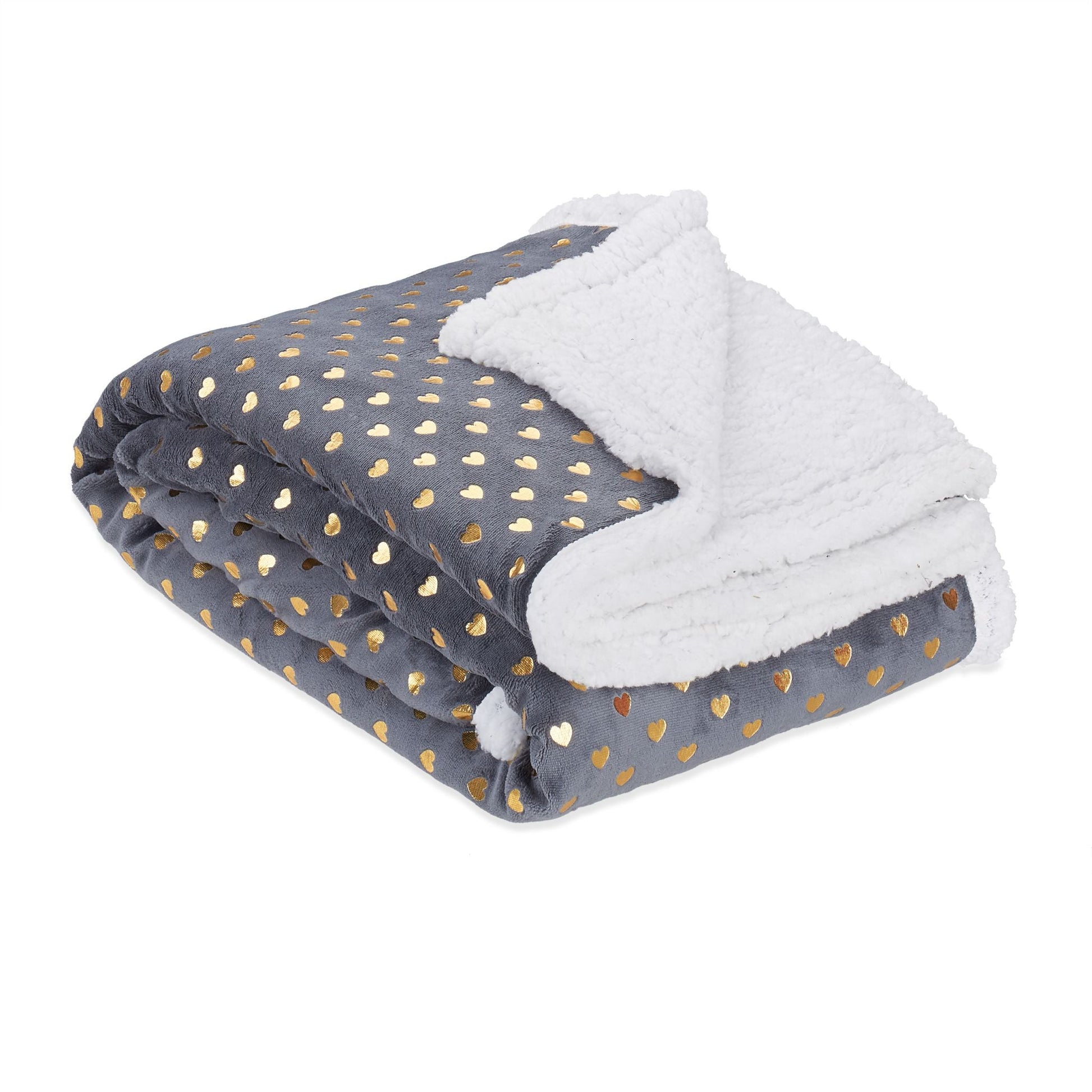 Kuscheldecke Grau 150x200cm Weiss-Gold-Grau von Relaxdays