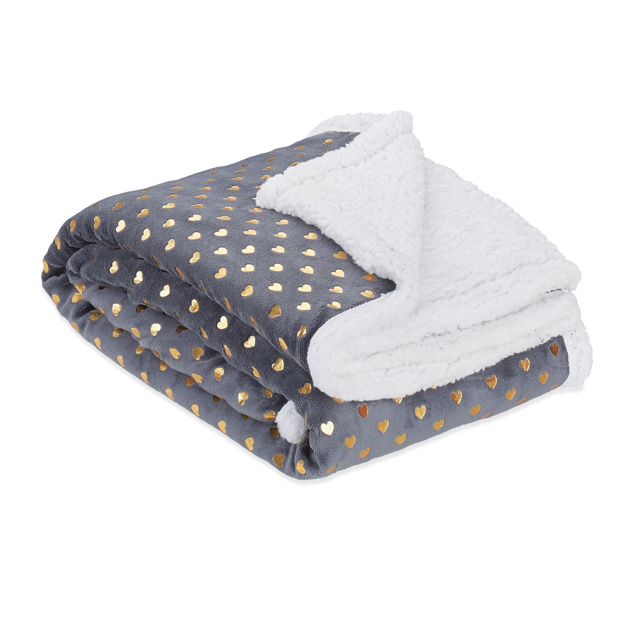 Kuscheldecke Grau 150x200cm Weiss-Gold-Grau von Relaxdays