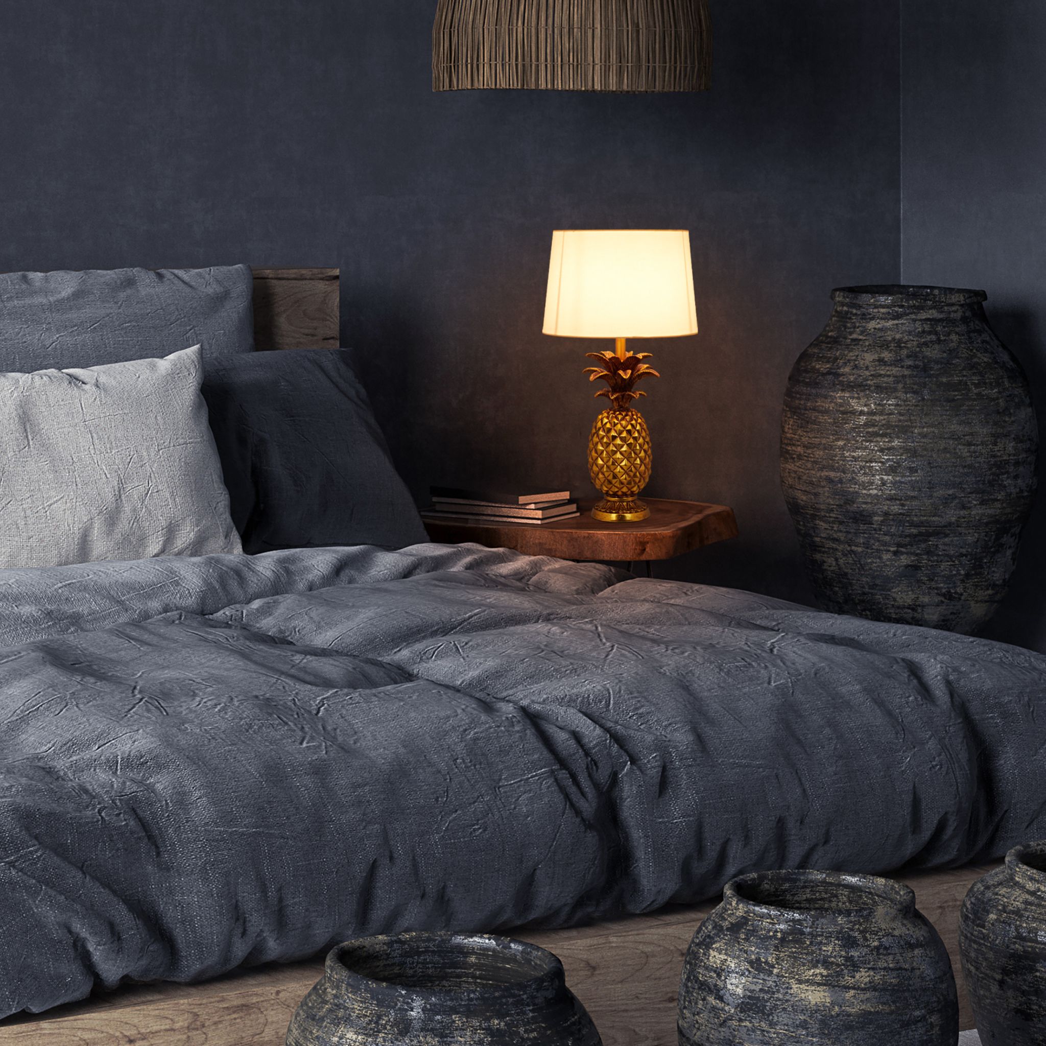 Tischlampe Ananas gold Weiss-Gold von Relaxdays