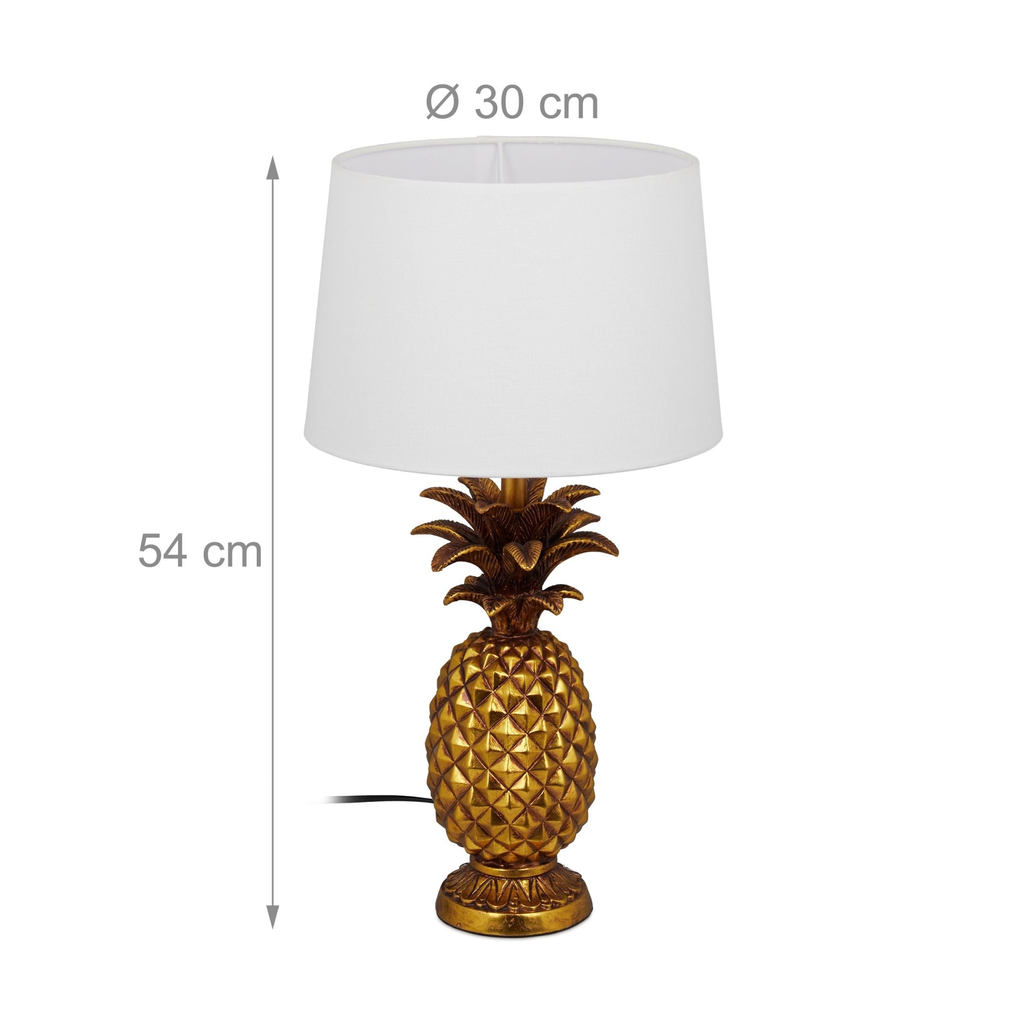 Tischlampe Ananas gold Weiss-Gold von Relaxdays