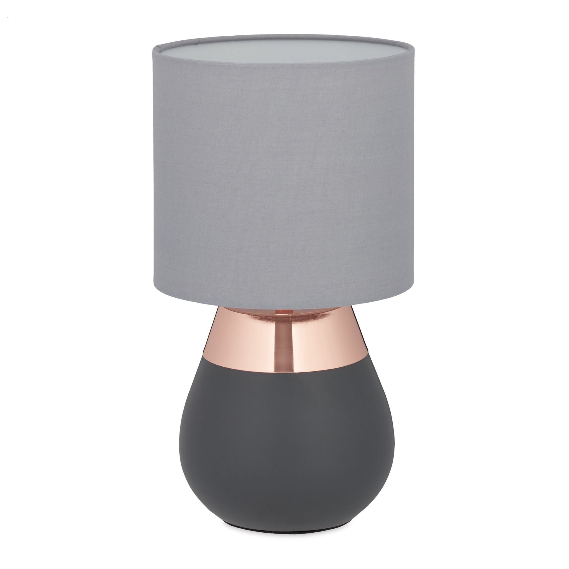 Nachttischlampe Touch oval Anthrazit-Kupfer-Grau von guteszeug.ch