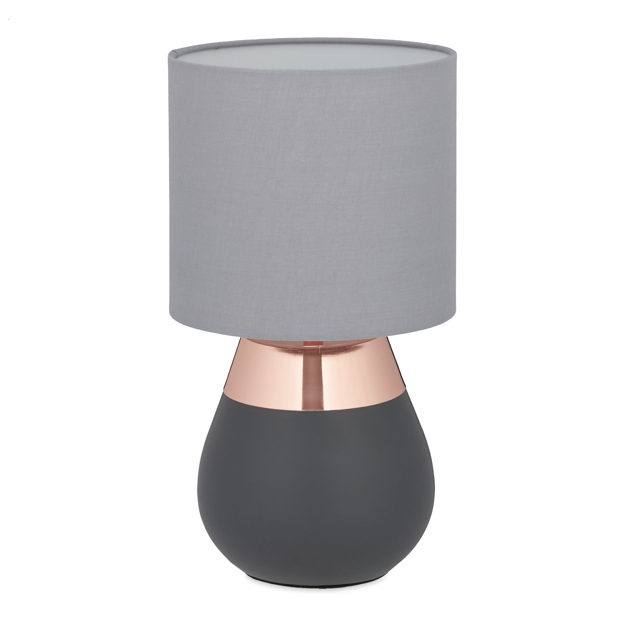 Nachttischlampe Touch oval Anthrazit-Kupfer-Grau von guteszeug.ch