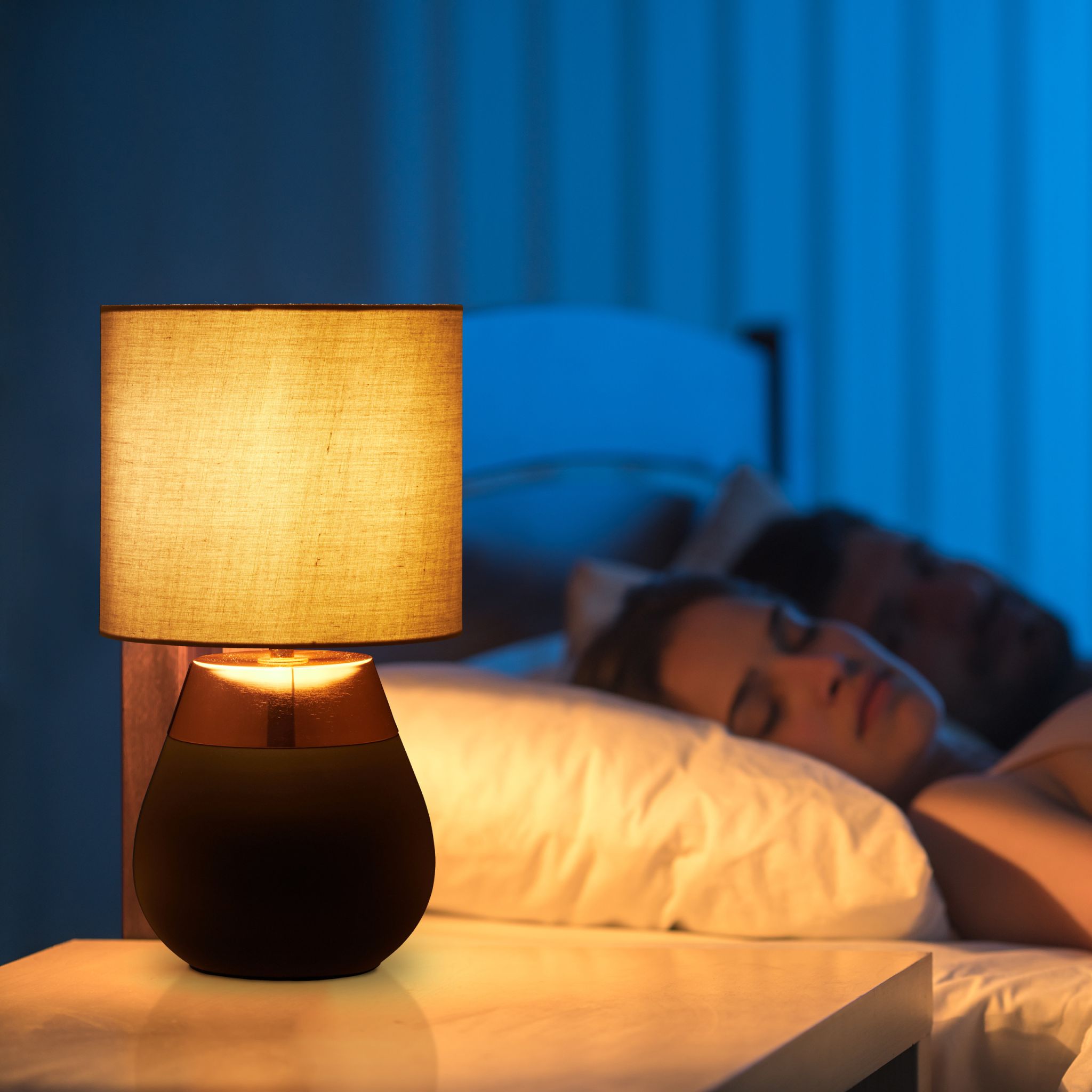 Nachttischlampe Touch oval Anthrazit-Kupfer-Grau von guteszeug.ch