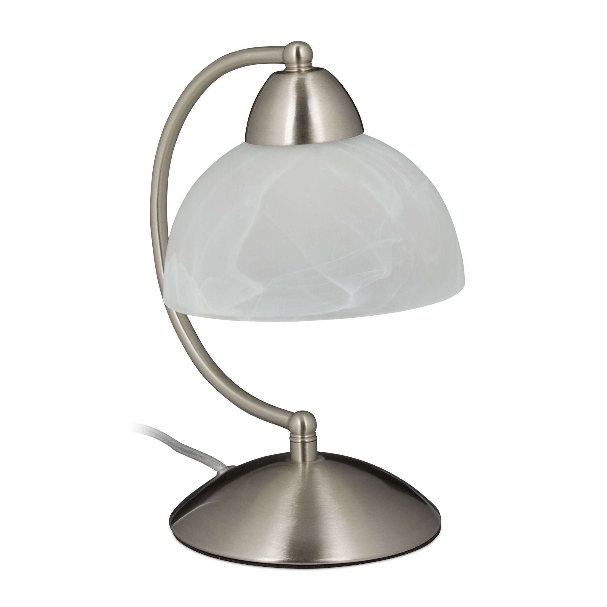 Tischlampe Touch Weissglas Weiss-Silber von Relaxdays
