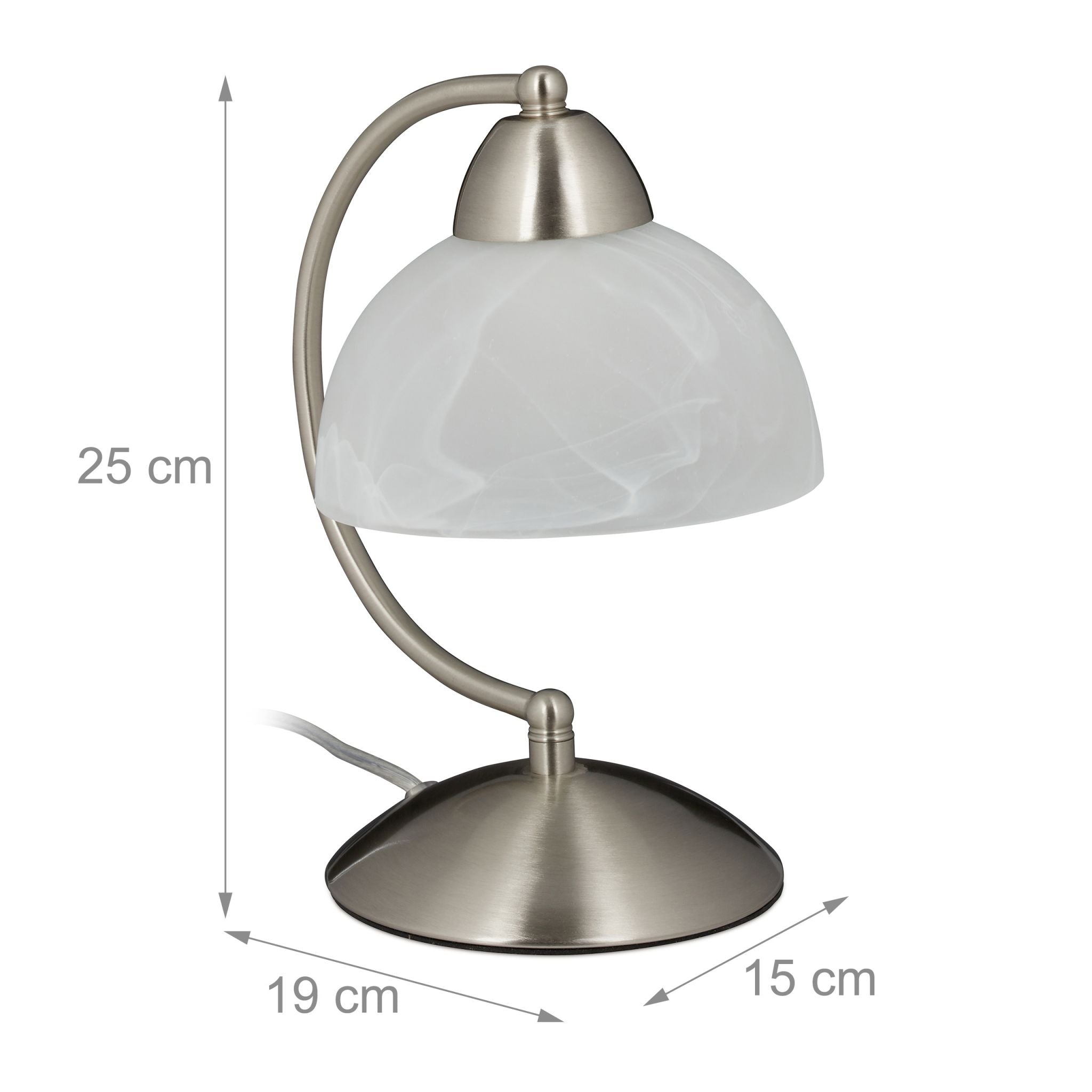 Tischlampe Touch Weissglas Weiss-Silber von Relaxdays