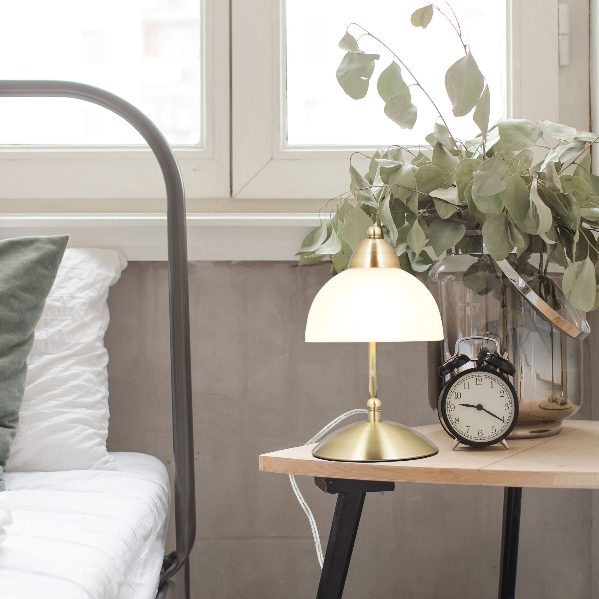 Tischlampe Touch Weissglas Weiss-Gold von Relaxdays