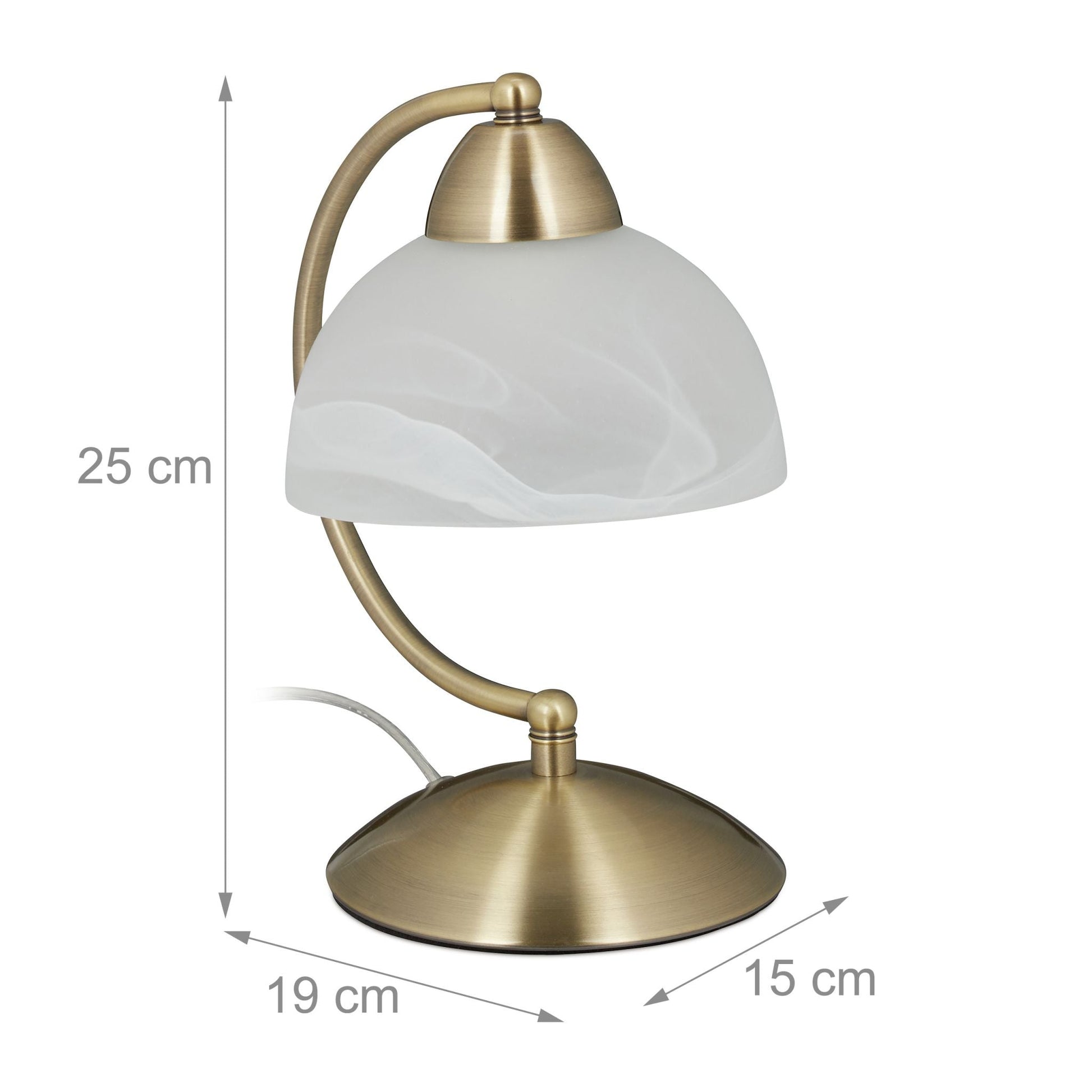 Tischlampe Touch Weissglas Weiss-Gold von Relaxdays