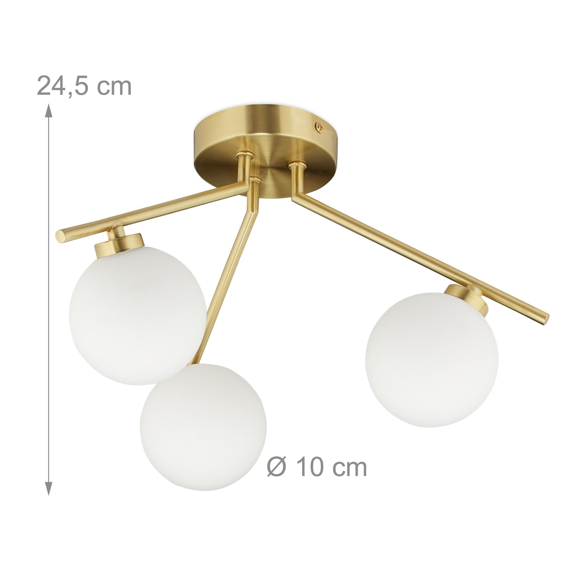 Deckenlampe mit 3 Kugeln GLOBI Weiss-Gold von Relaxdays