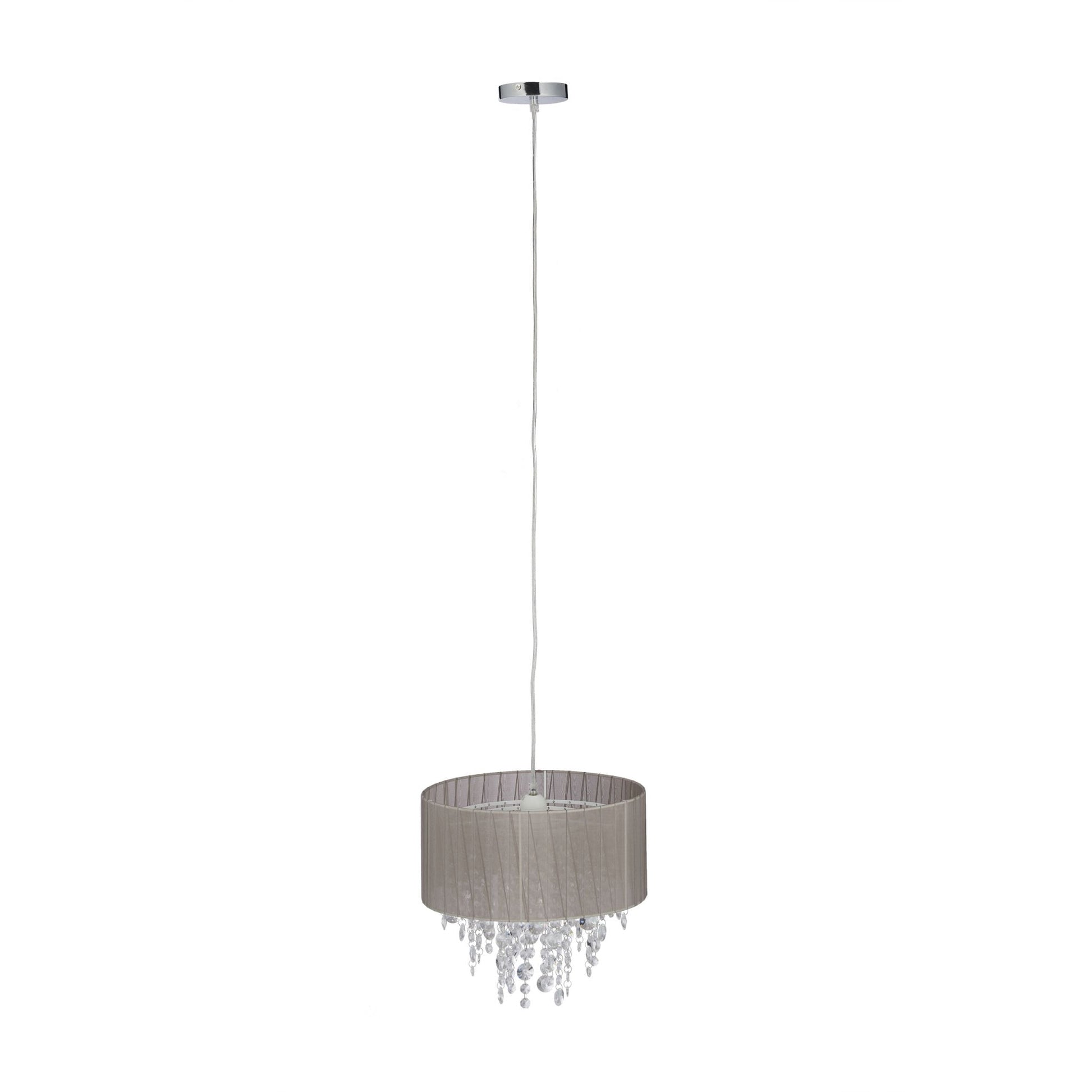 Hängelampe Organza Kristall Transparent-Grau von Relaxdays