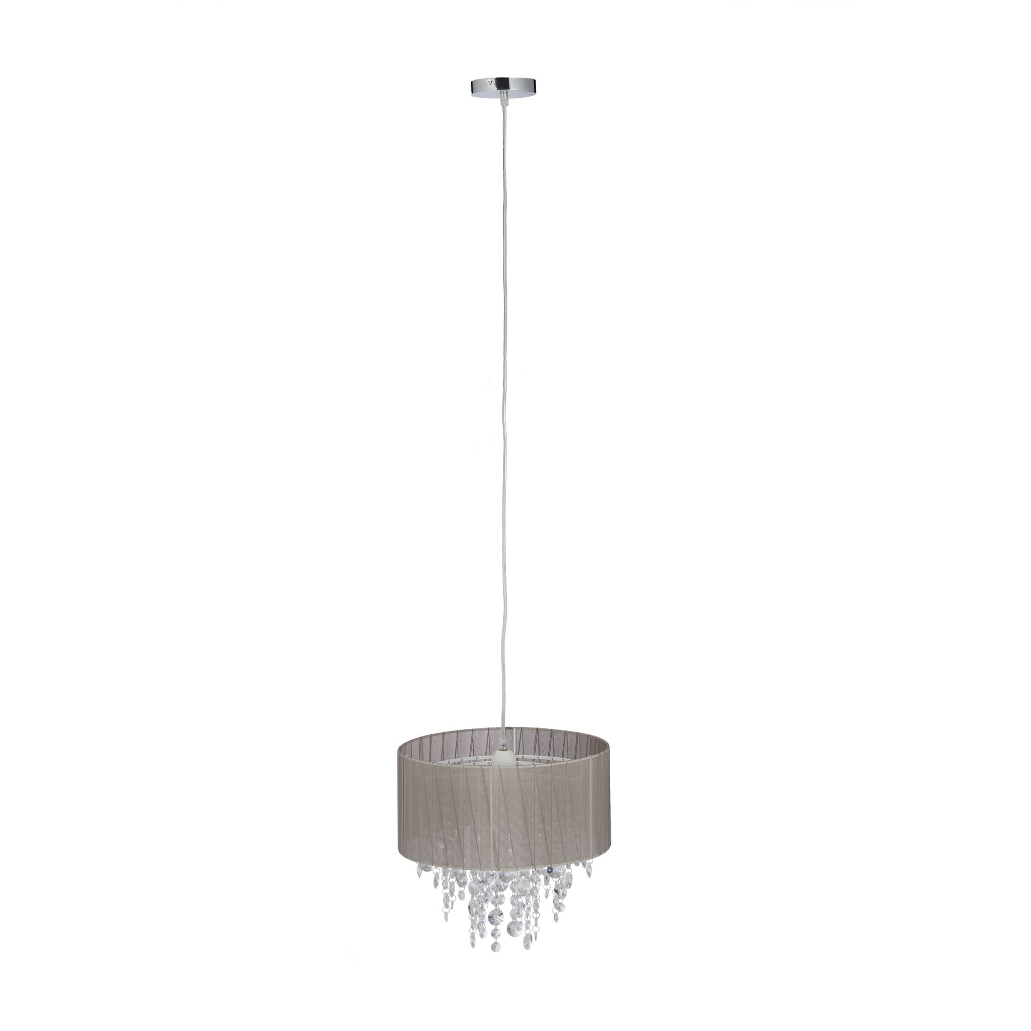 Hängelampe Organza Kristall Transparent-Grau von Relaxdays
