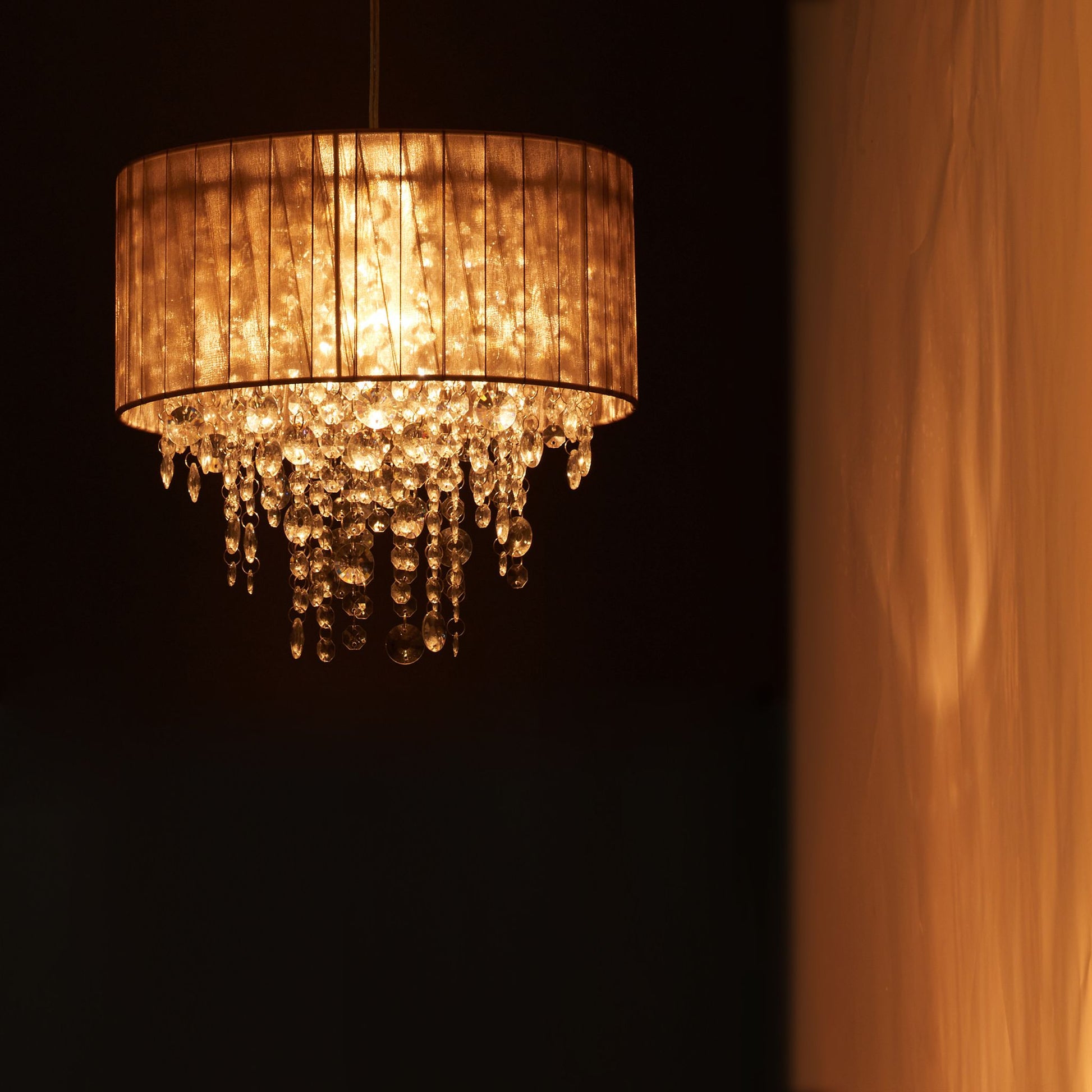 Hängelampe Organza Kristall Transparent-Grau von Relaxdays
