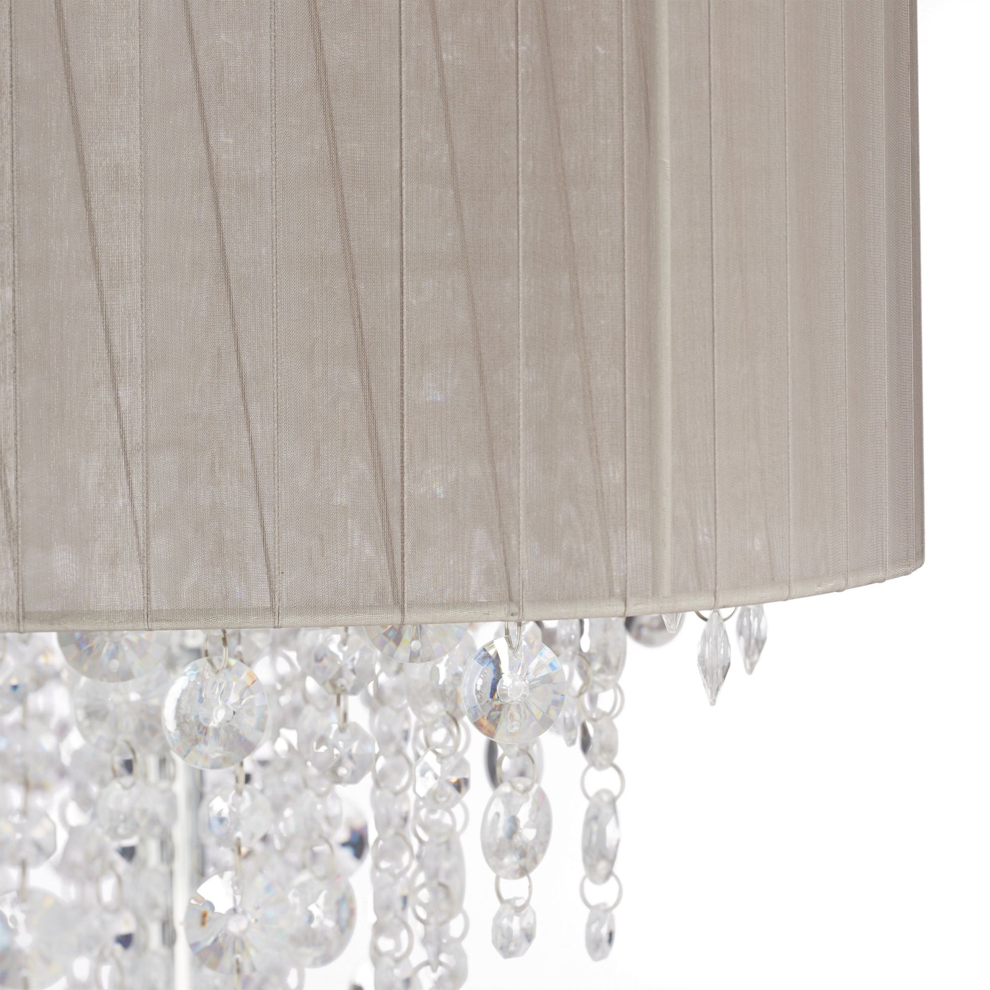 Hängelampe Organza Kristall Transparent-Grau von Relaxdays