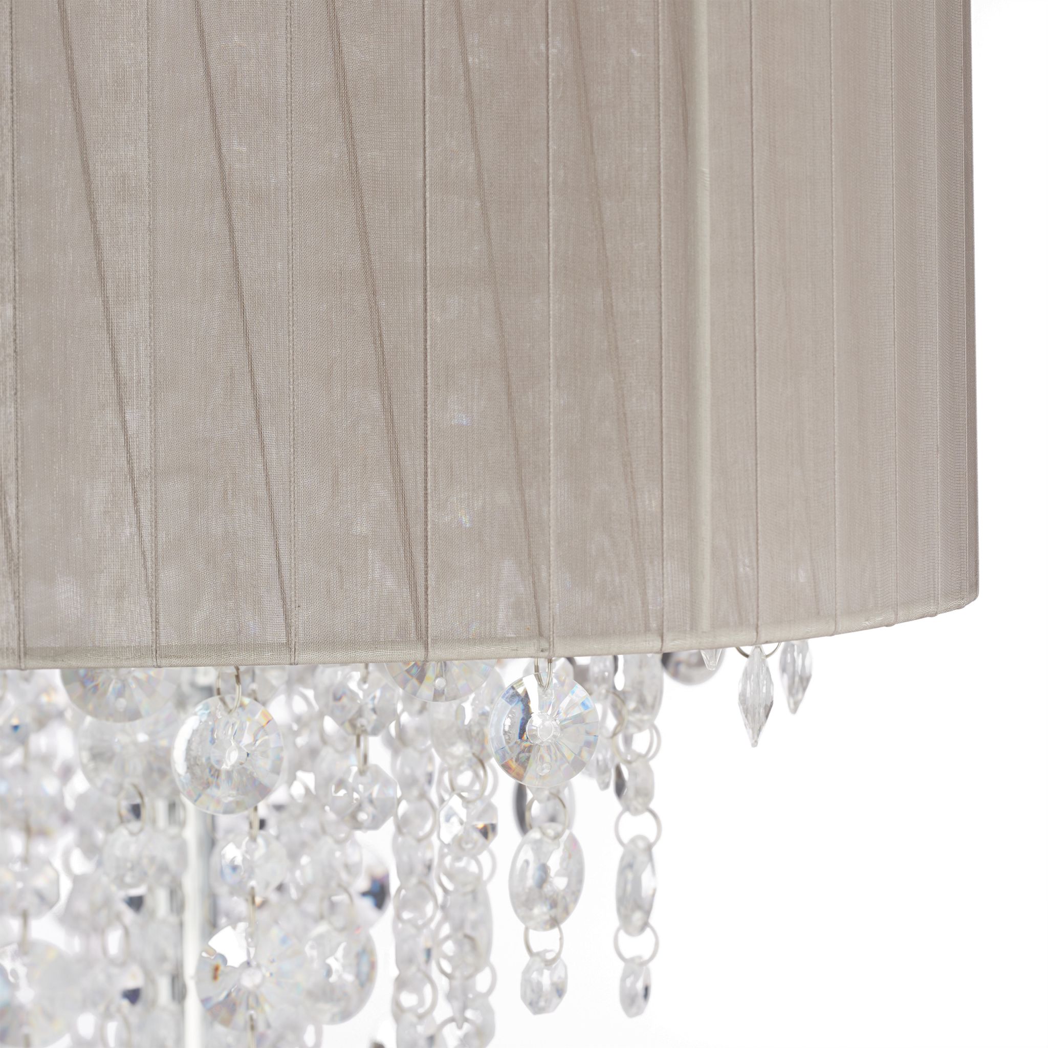Hängelampe Organza Kristall Transparent-Grau von Relaxdays