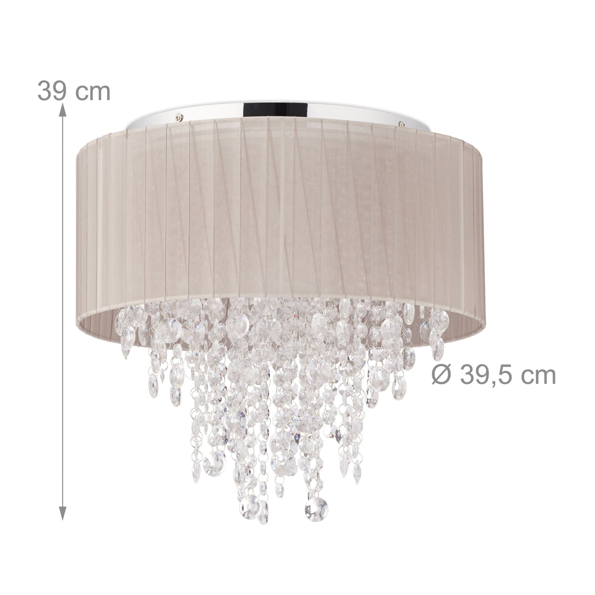 Deckenlampe Organza Kristall Silber-Transparent-Grau von Relaxdays