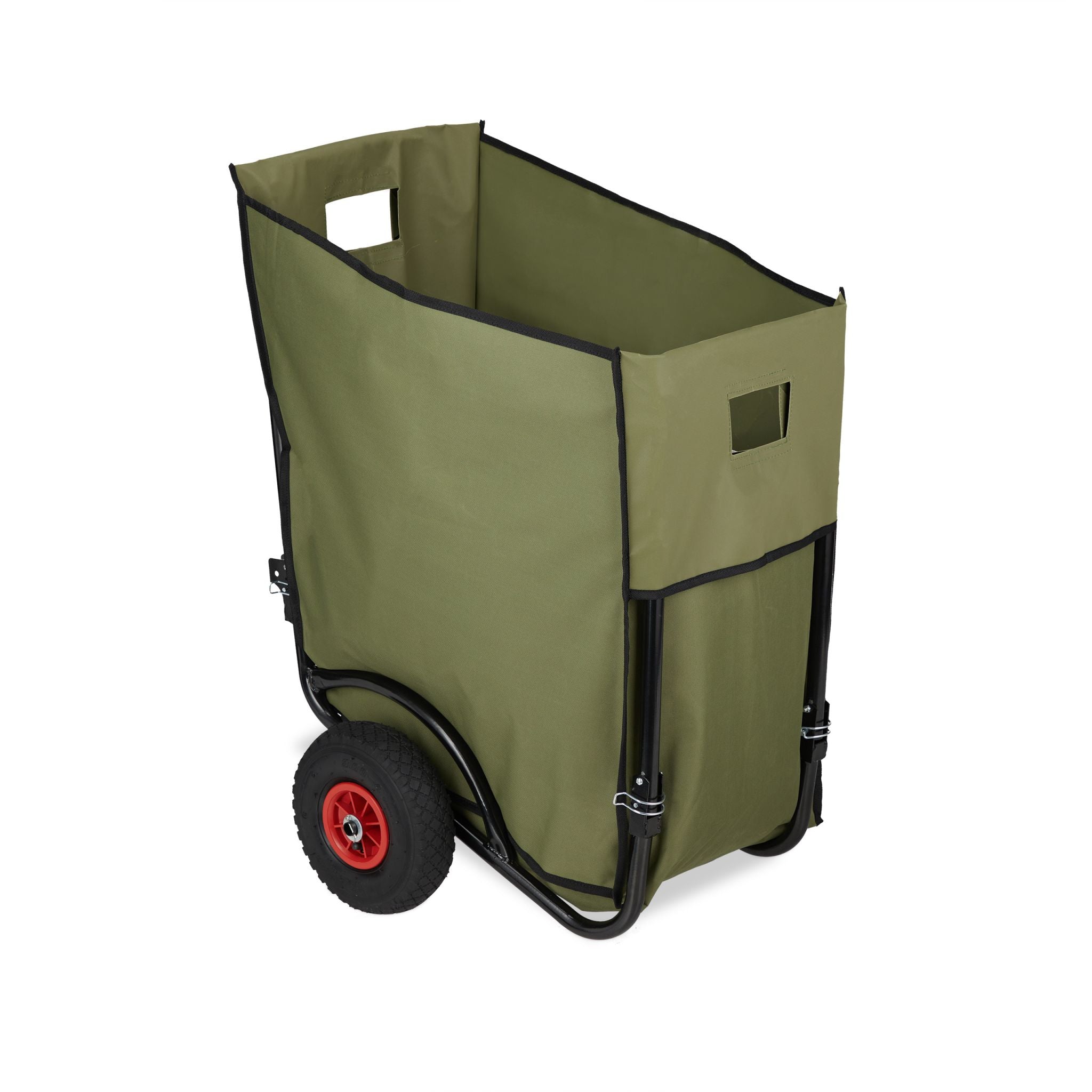 Laubwagen klappbar 160 L Dunkelgrün-Rot-Schwarz von Relaxdays