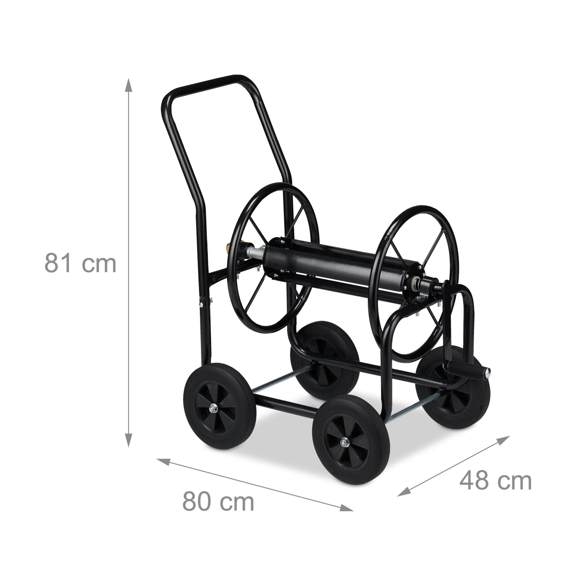 Schlauchwagen Metall schwarz Schwarz von Relaxdays