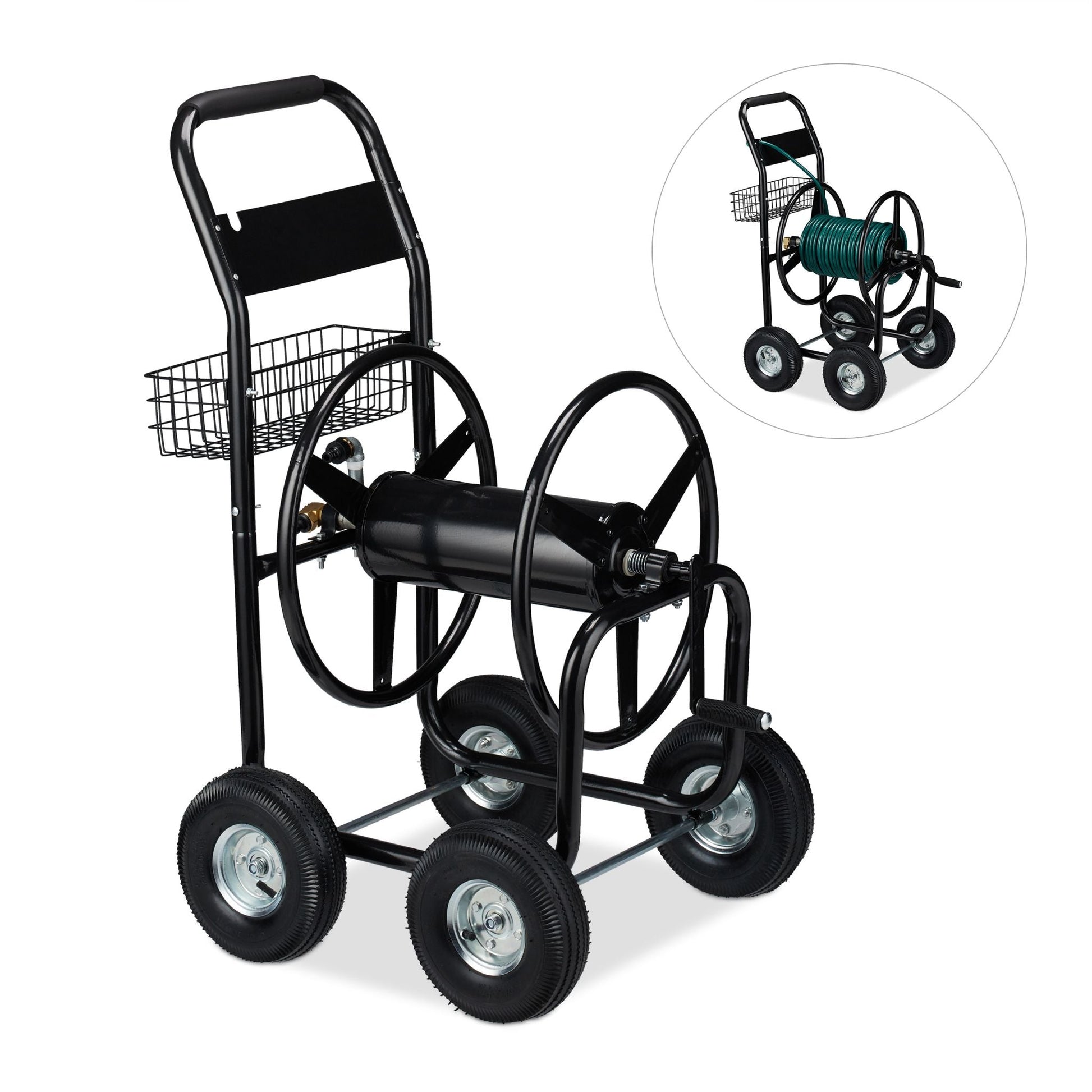 XL Schlauchwagen Metall schwarz Schwarz-Silber von Relaxdays
