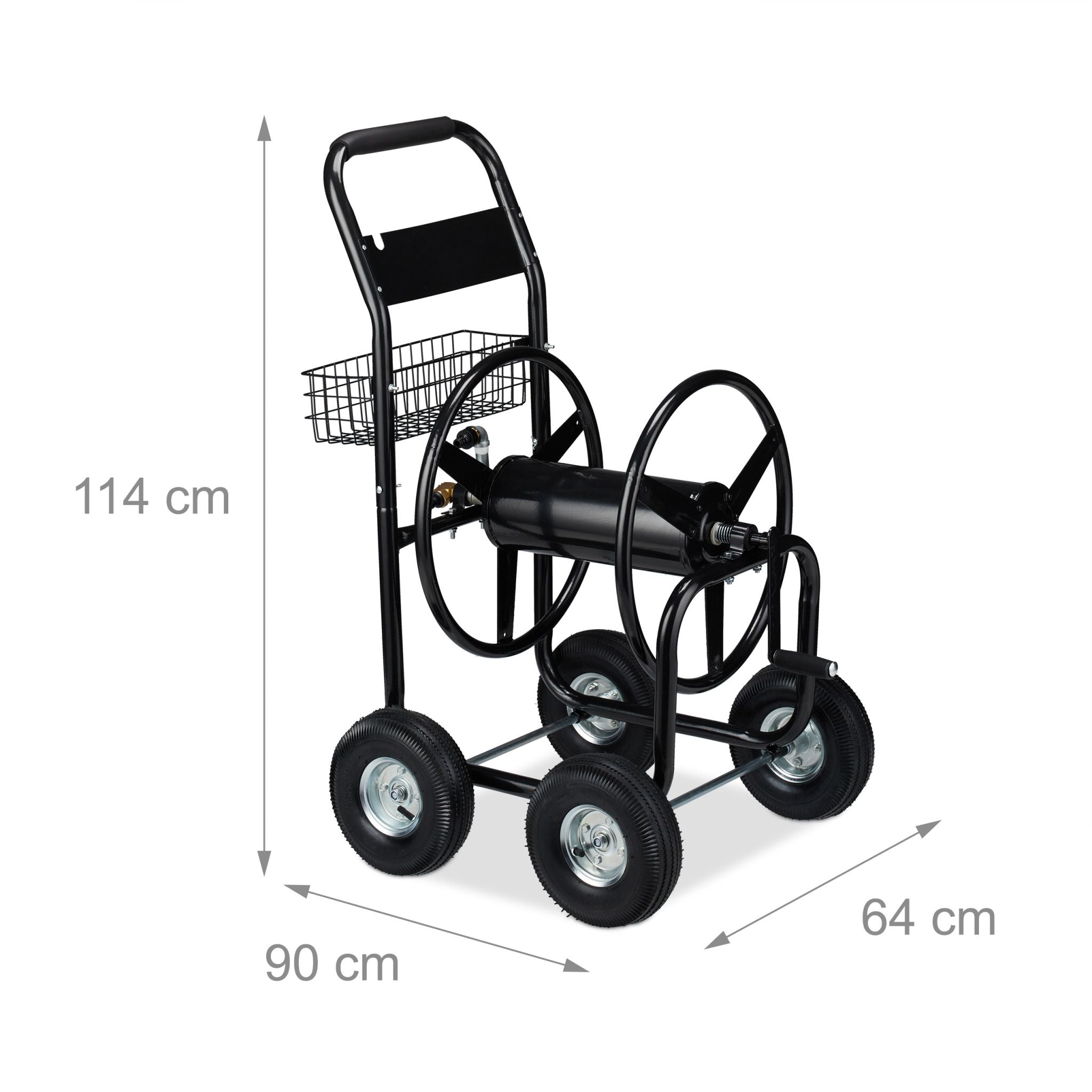 XL Schlauchwagen Metall schwarz Schwarz-Silber von Relaxdays