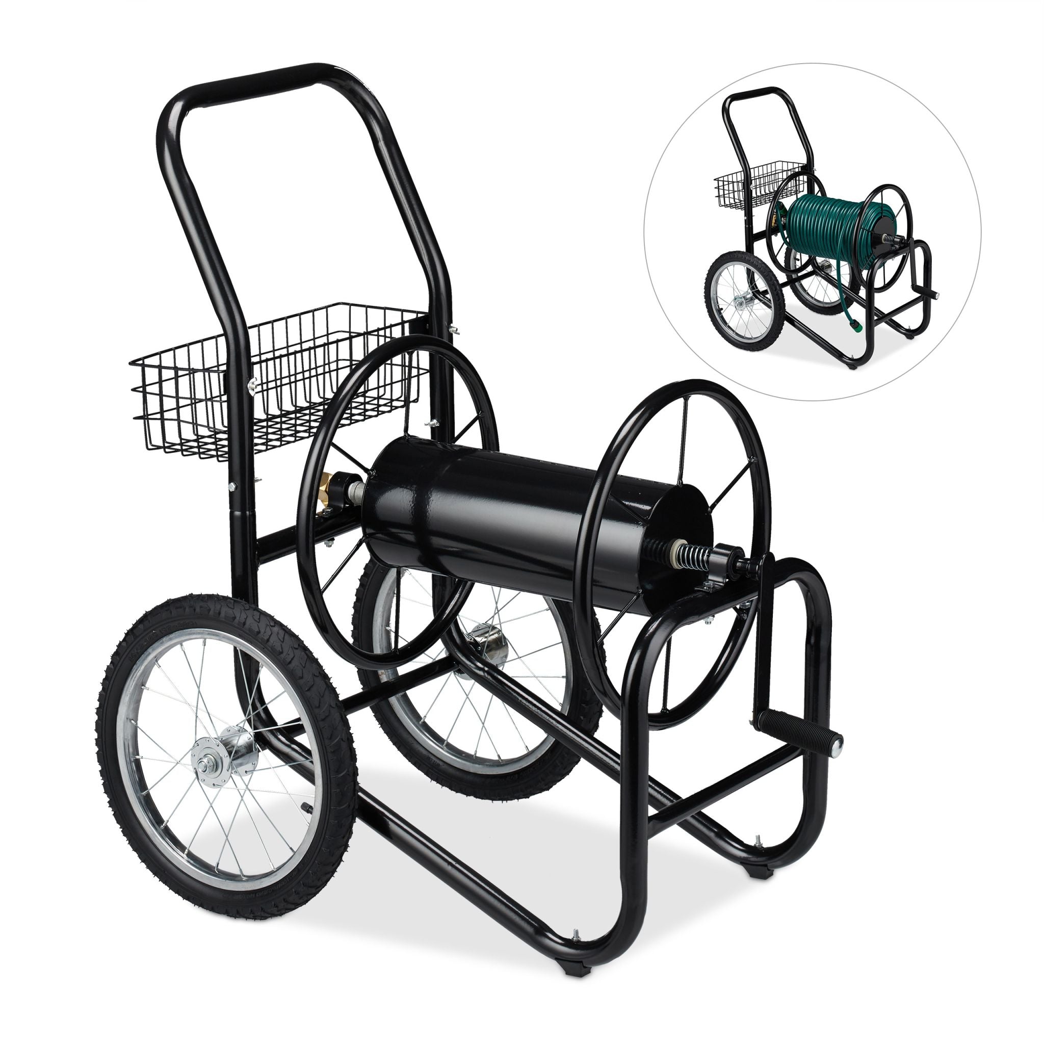 Schlauchwagen XL schwarz Schwarz von Relaxdays