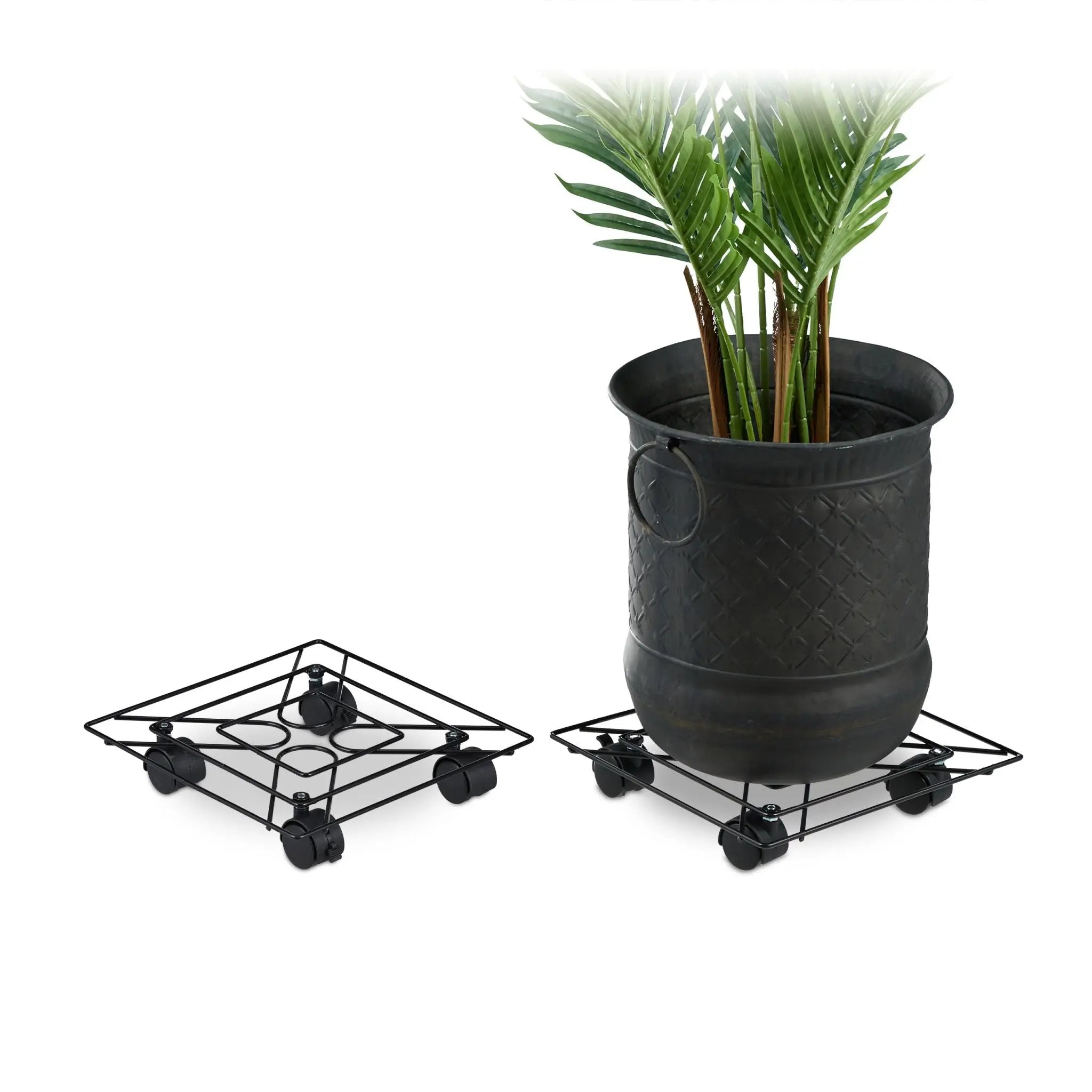 Pflanzenroller eckig 2er-Set Schwarz von Relaxdays