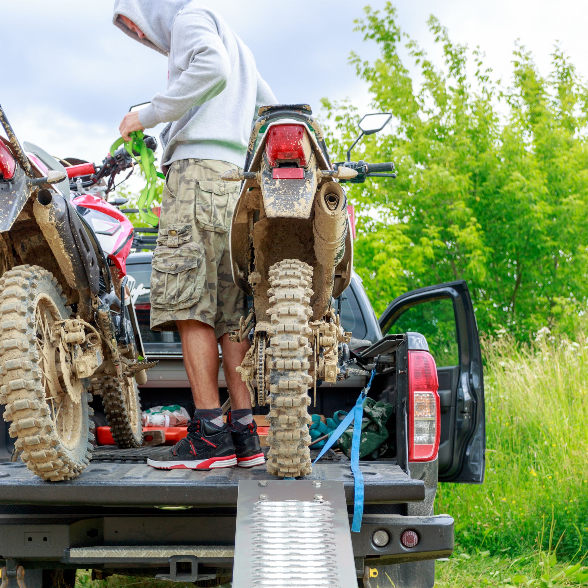 Auffahrrampe Motorrad Silber von Relaxdays