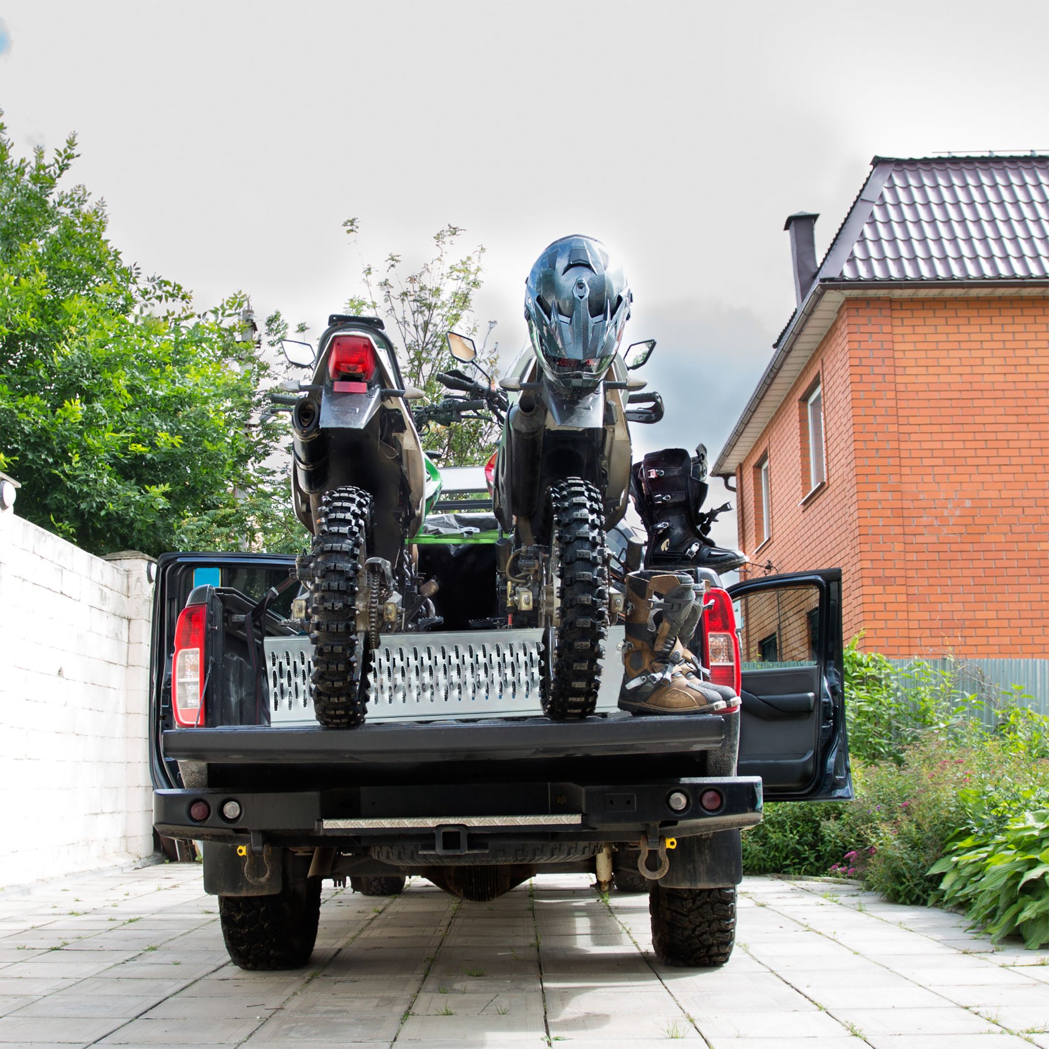 Auffahrrampe Motorrad Silber von Relaxdays