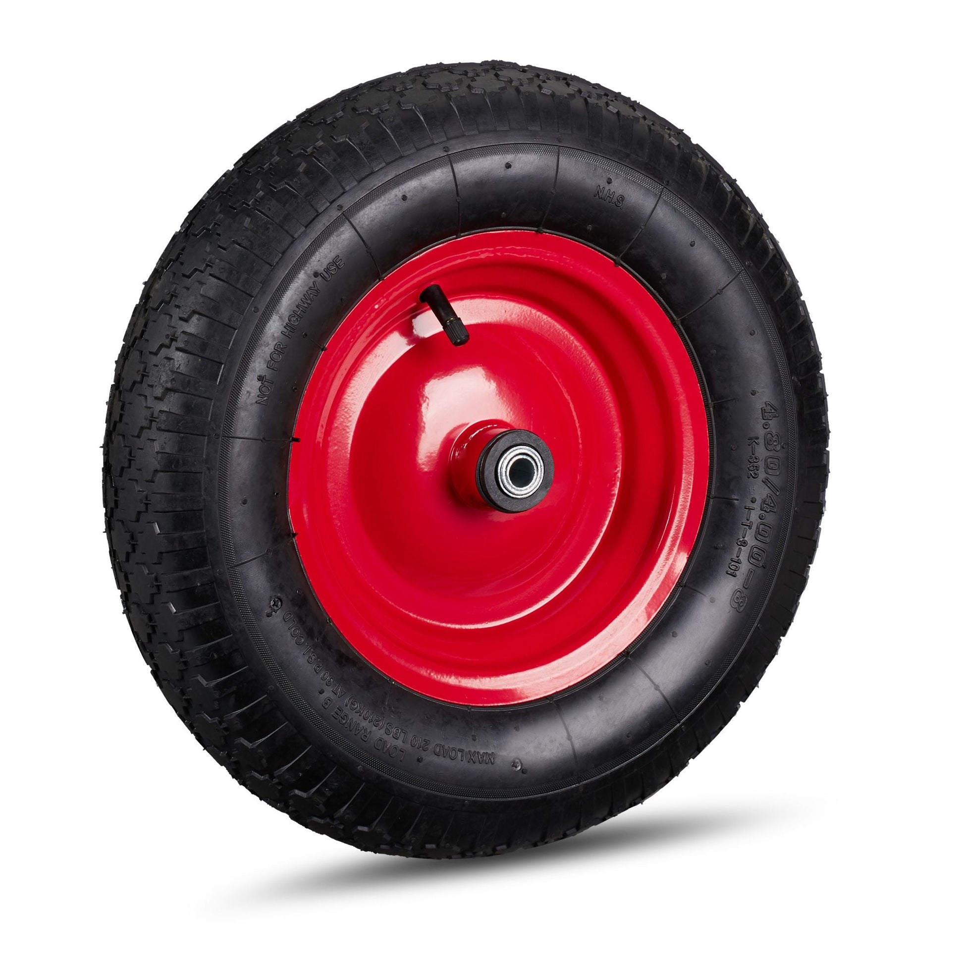 Schubkarrenrad 4.80 4.00-8 mit Adaptern Rot-Schwarz von Relaxdays