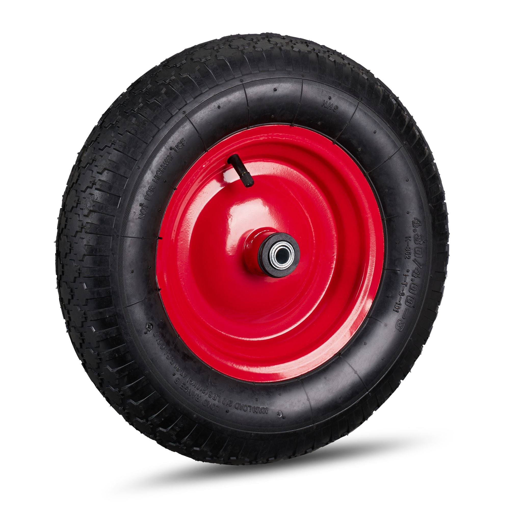 Schubkarrenrad 4.80 4.00-8 mit Adaptern Rot-Schwarz von Relaxdays