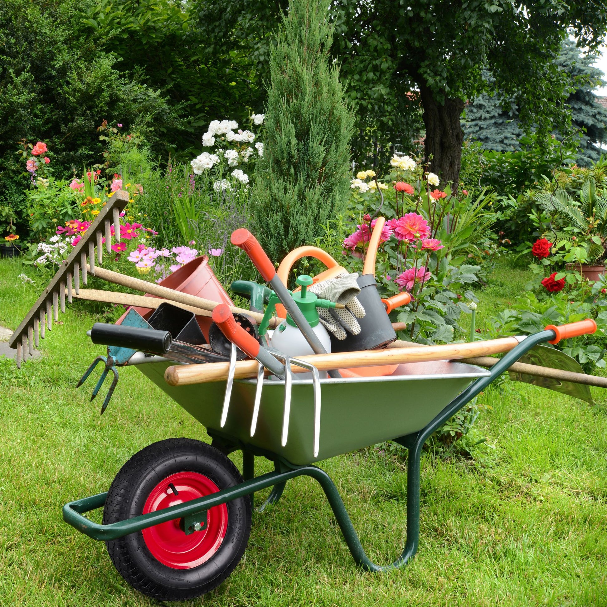 Schubkarrenrad 4.80 4.00-8 mit Adaptern Rot-Schwarz von Relaxdays