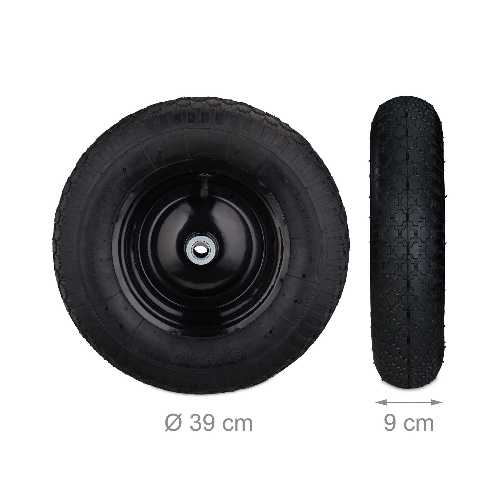 Schubkarrenrad 4.80 4.00-8 Luft Schwarz von Relaxdays