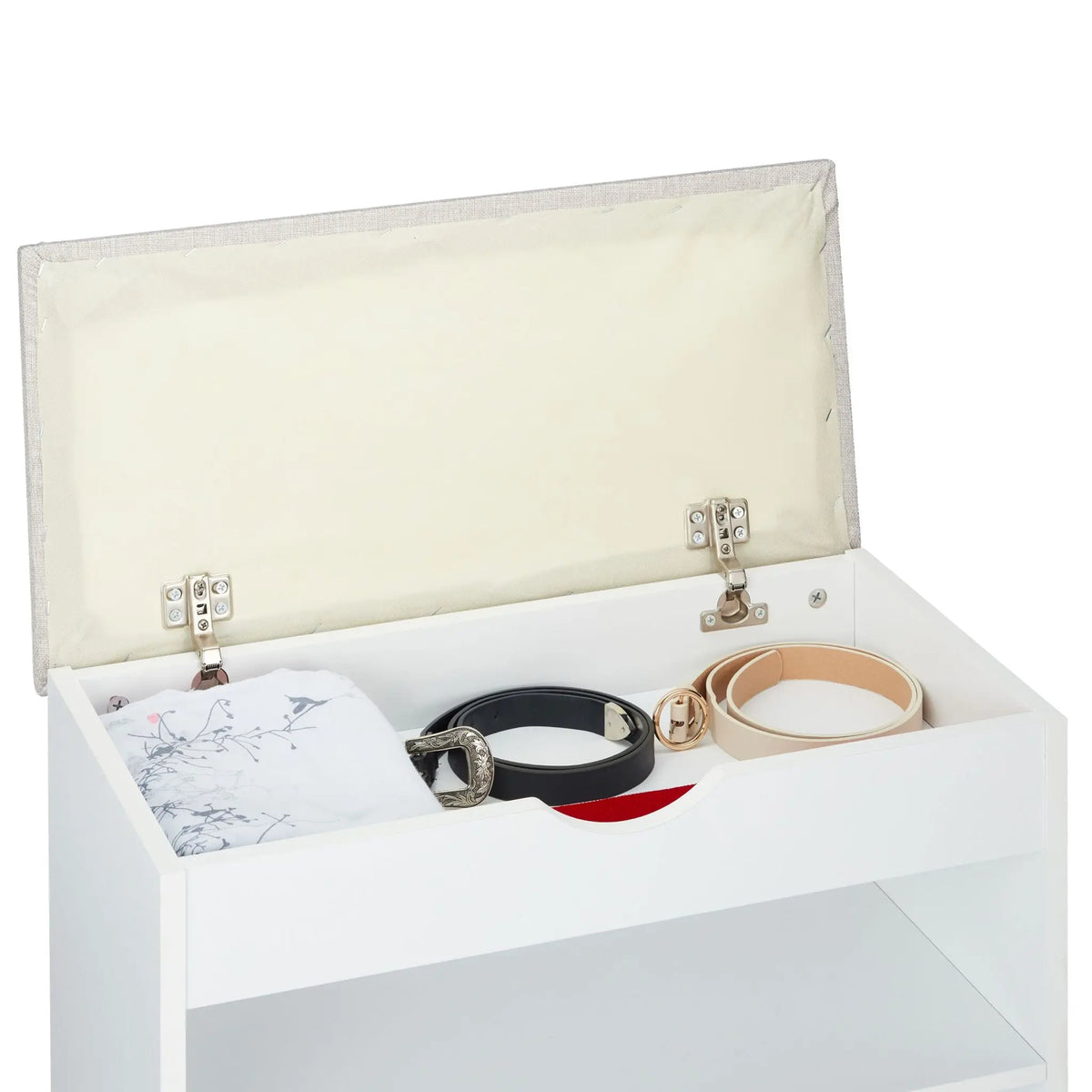 Schuhbank gepolstert Weiss-Creme von Relaxdays