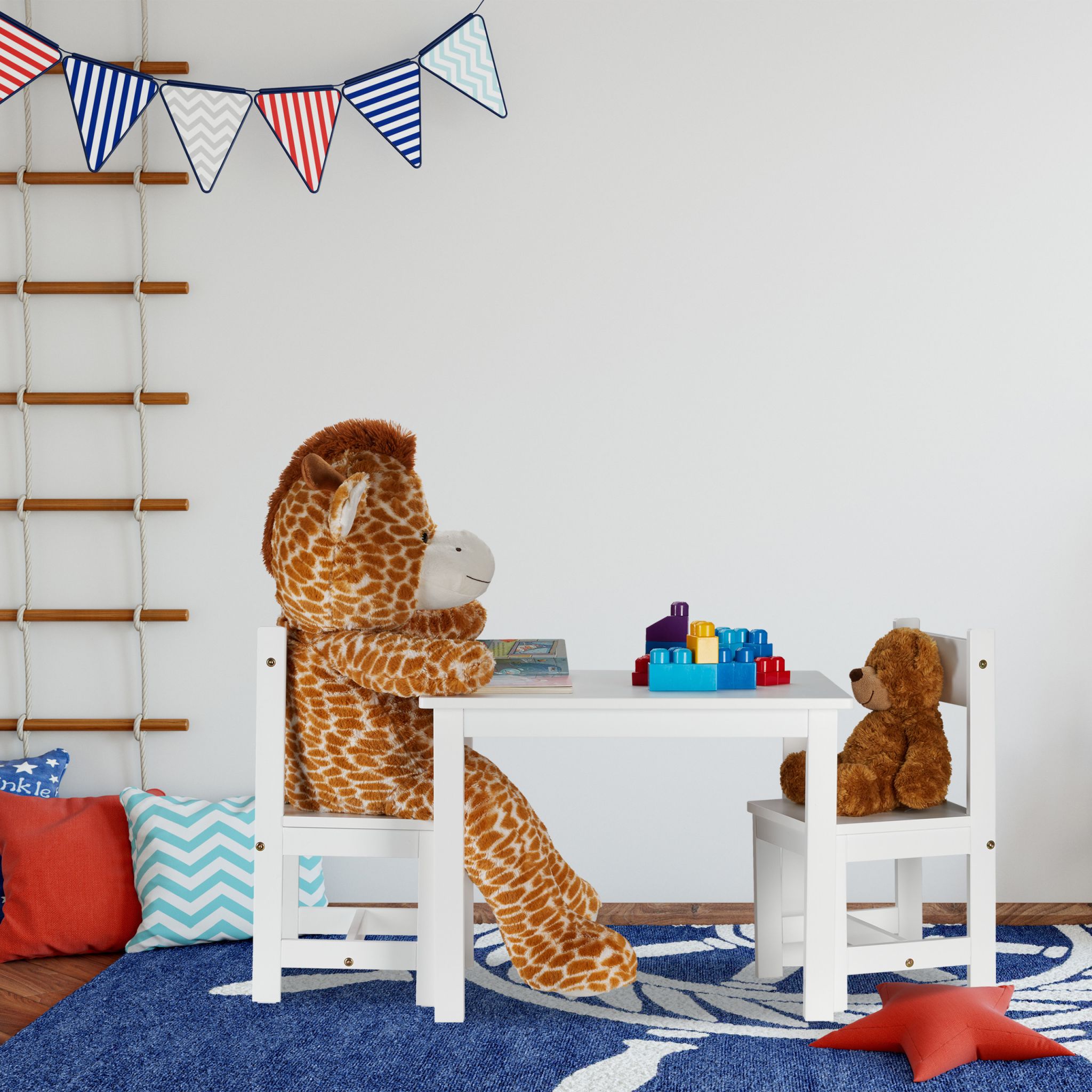 Kindersitzgruppe weiss mit 2 Stühlen Weiss von Relaxdays