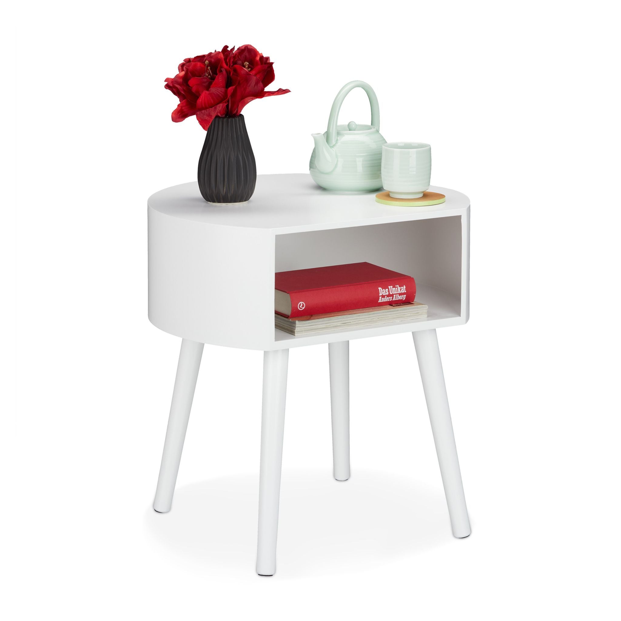 Beistelltisch mit Ablagefach Weiss von Relaxdays