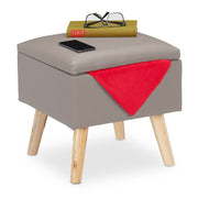 Sitzhocker mit Stauraum Kunstleder Hellbraun-Grau von Relaxdays