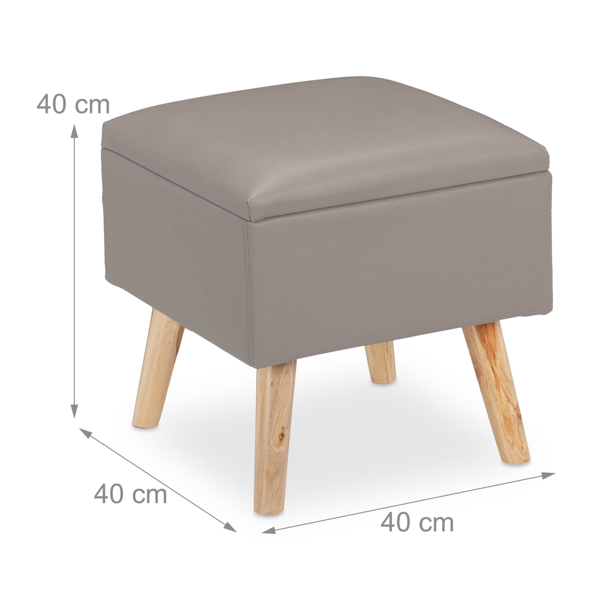 Sitzhocker mit Stauraum Kunstleder Hellbraun-Grau von Relaxdays